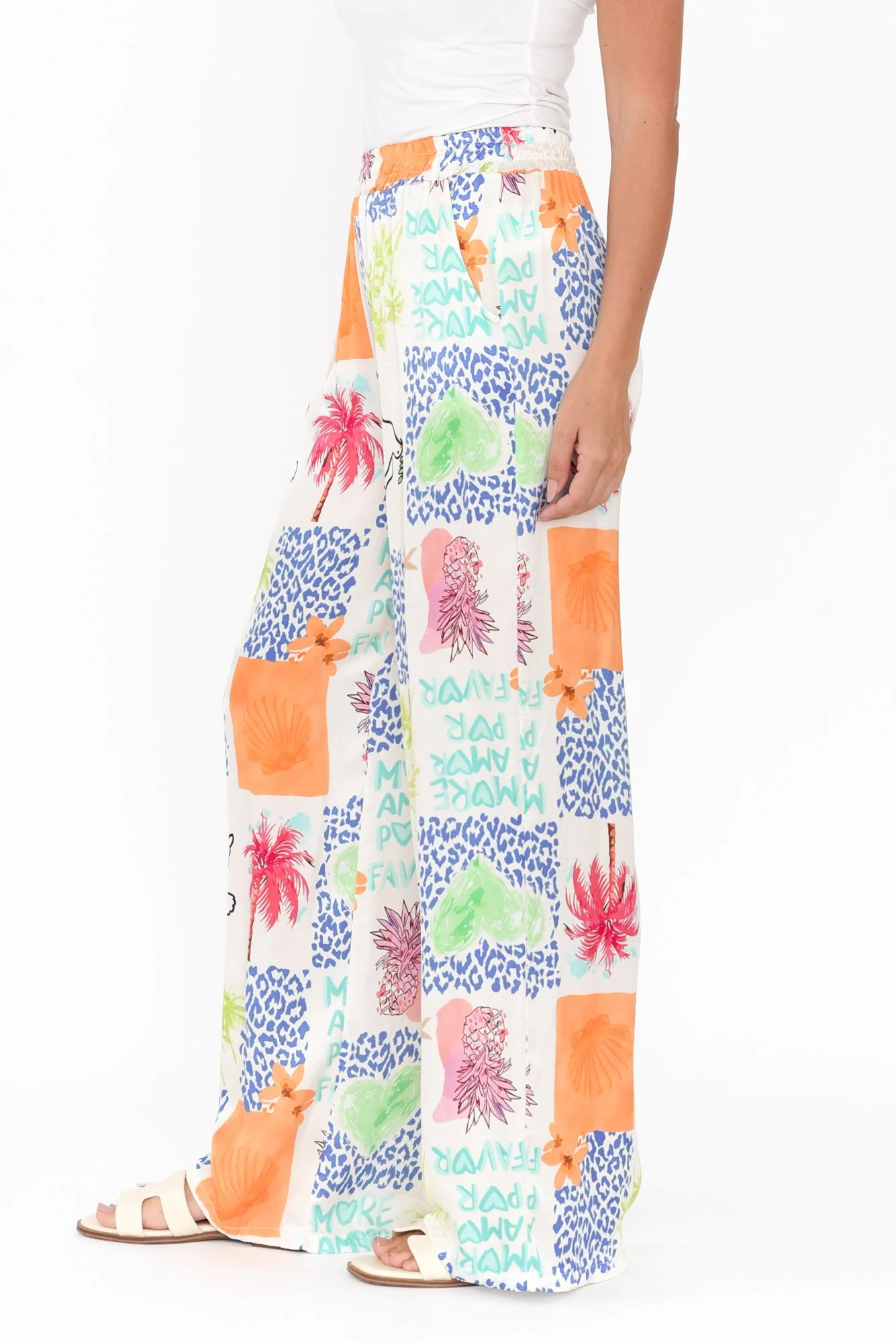 Orina White Jungle Wide Leg Pants - Image 5