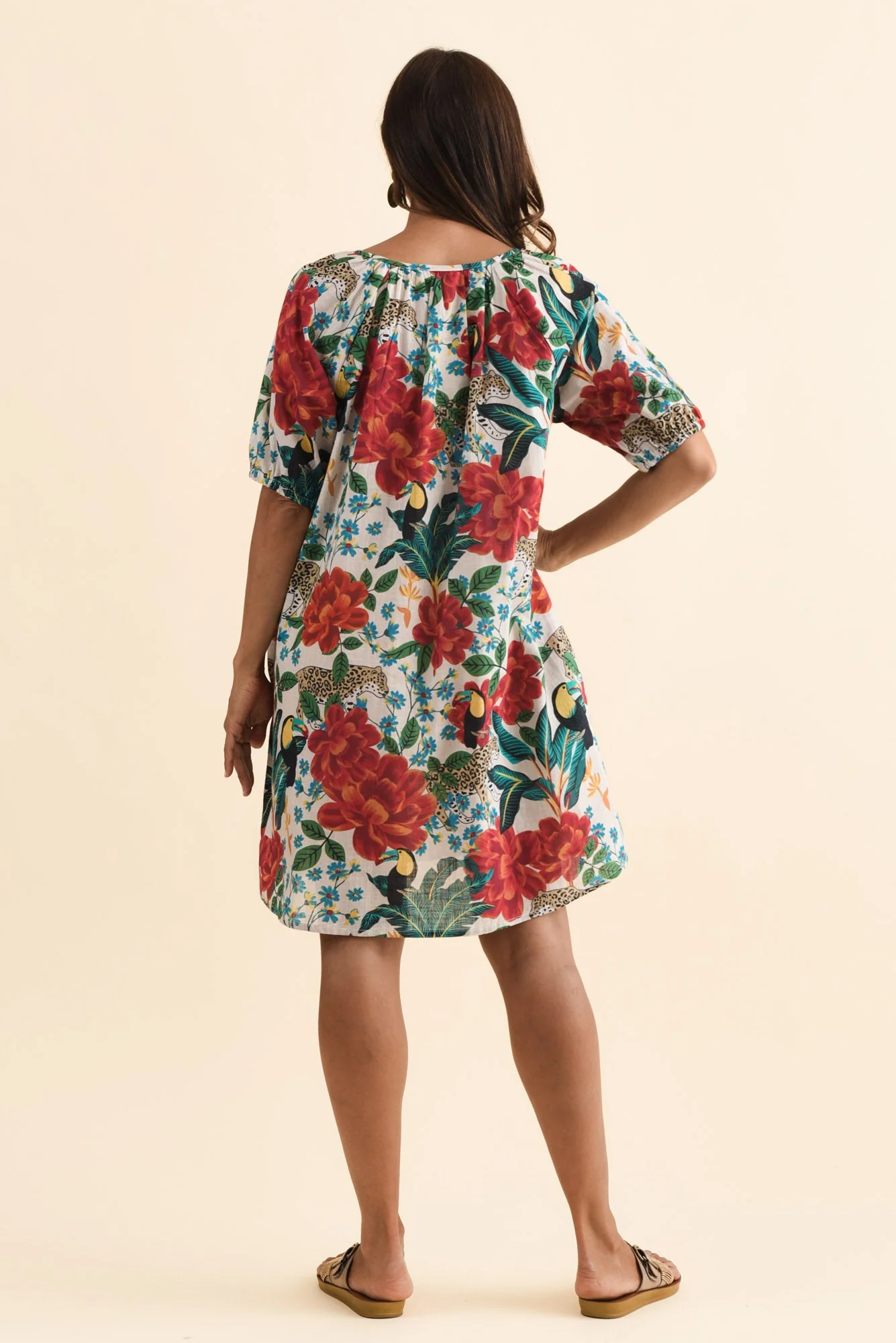 Orion Red Jungle Cotton Dress - Image 4