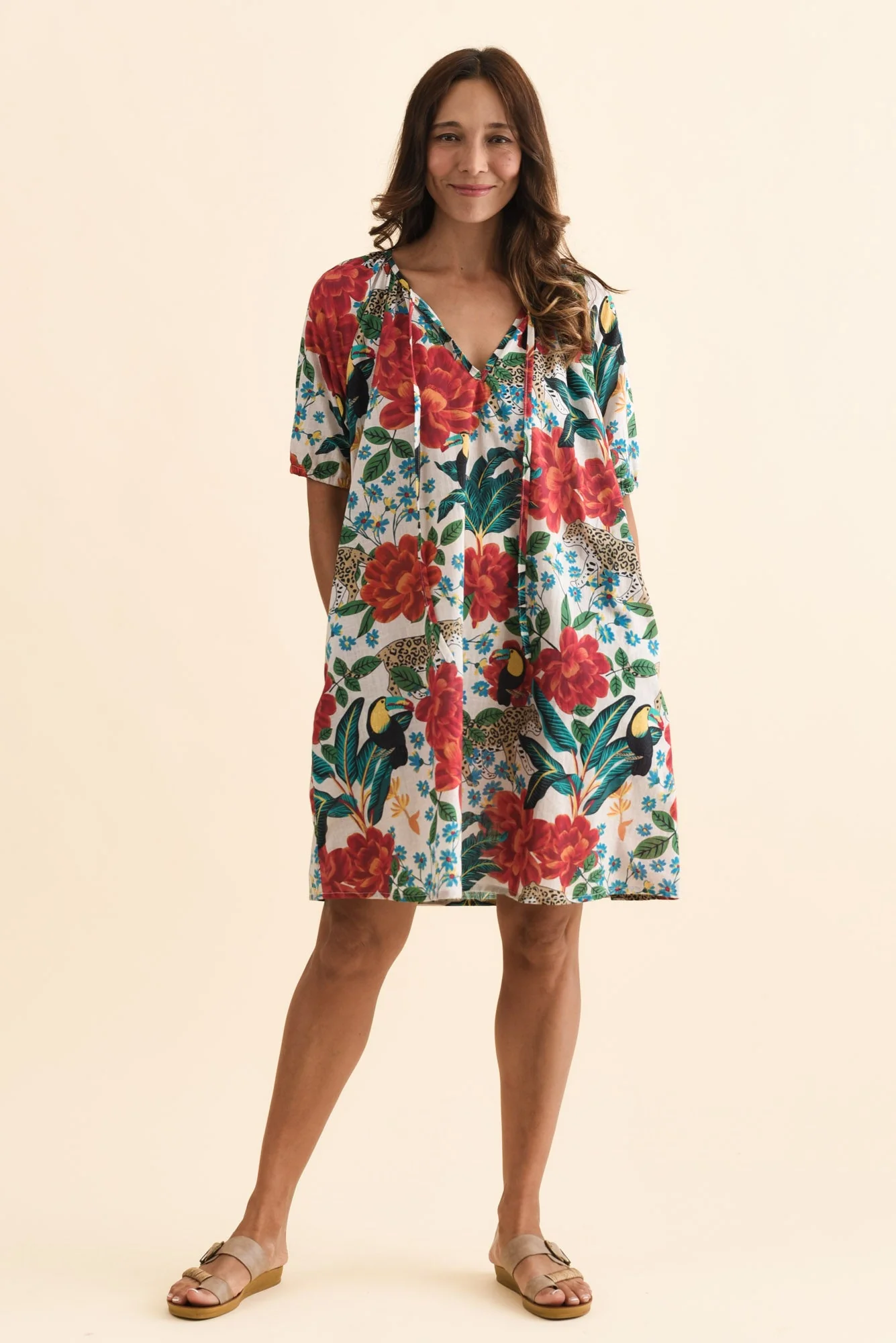 Orion Red Jungle Cotton Dress - Image 6