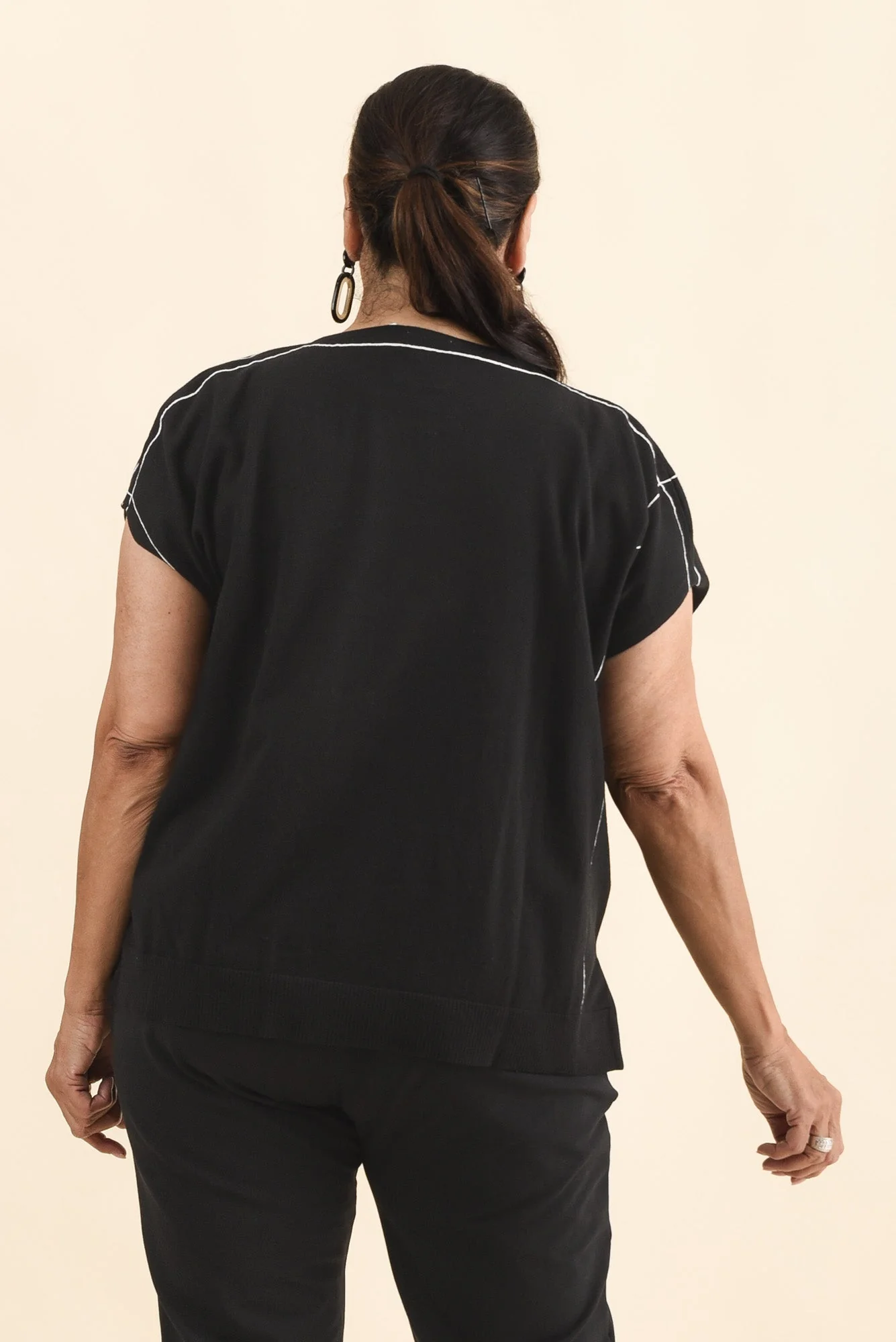 Orla Black Cotton Blend Knit Top - Image 10
