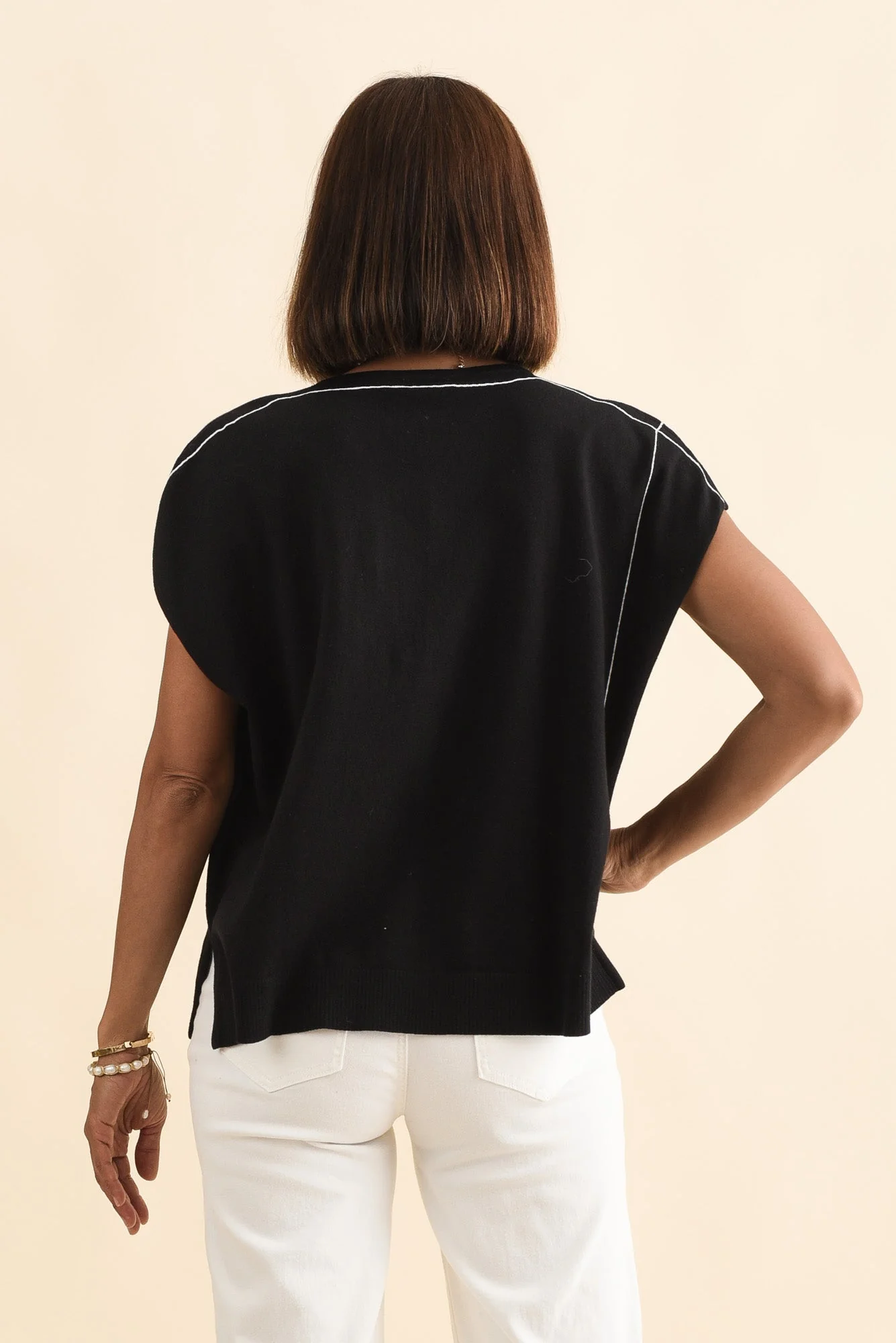 Orla Black Cotton Blend Knit Top - Image 4