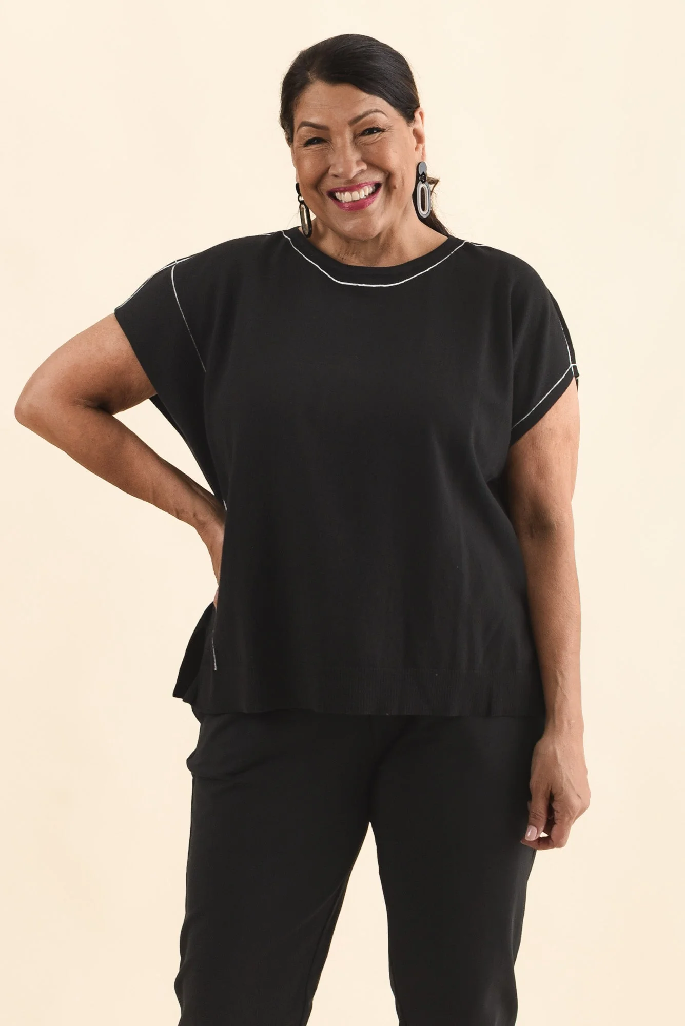 Orla Black Cotton Blend Knit Top - Image 7