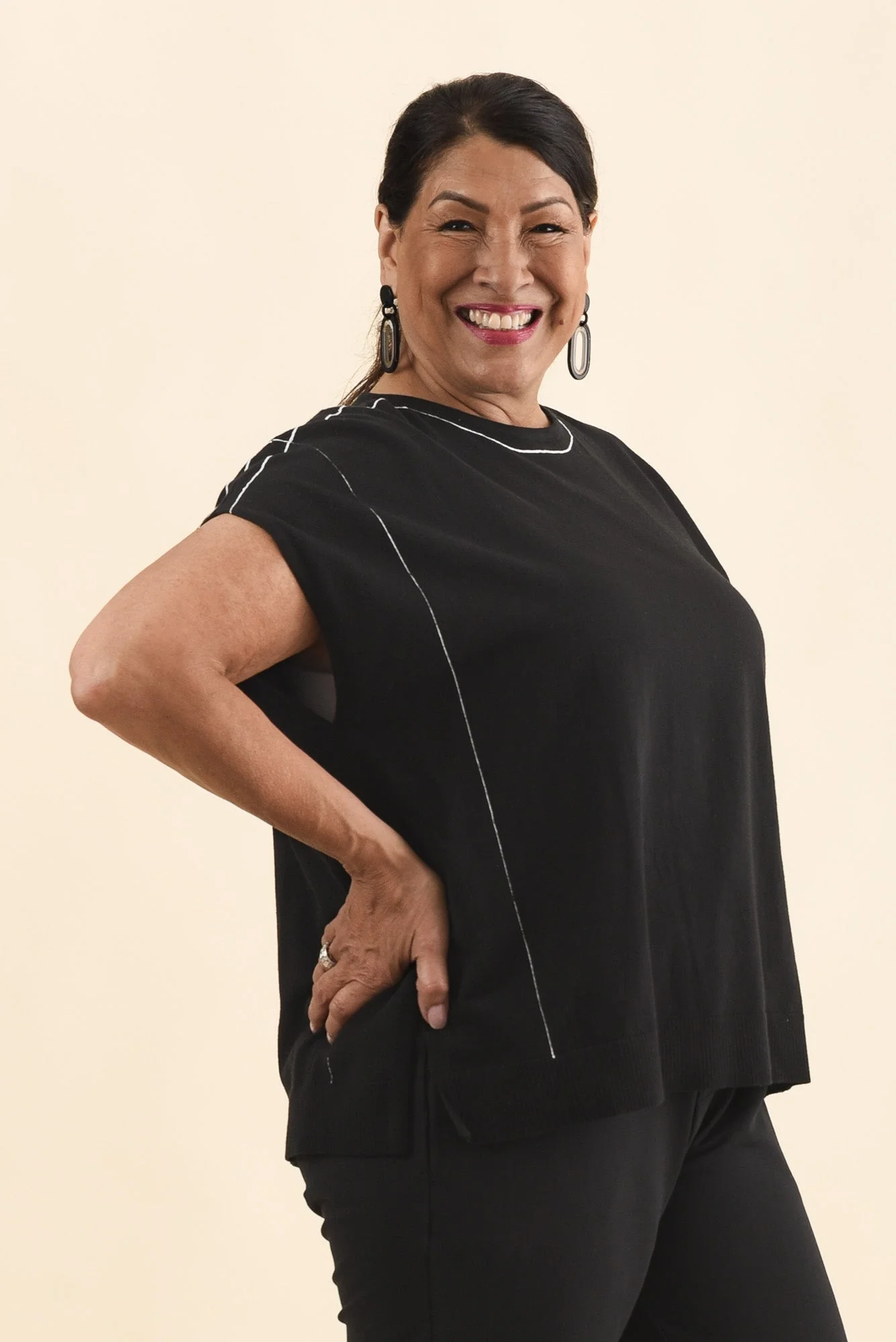 Orla Black Cotton Blend Knit Top - Image 9