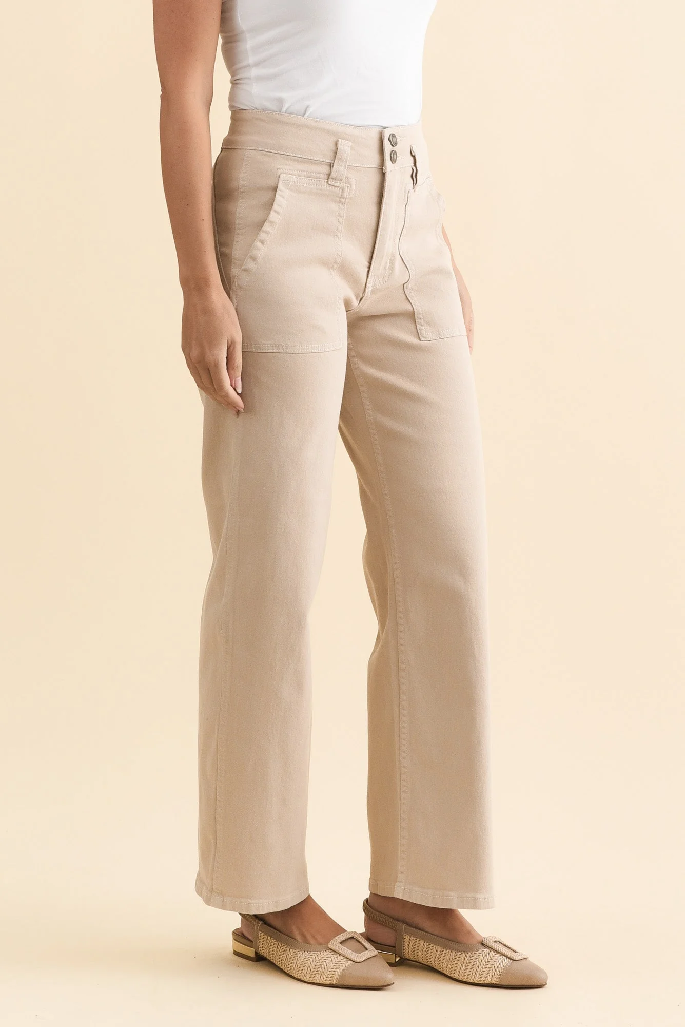 Orwell Beige Straight Leg Jeans - Image 3