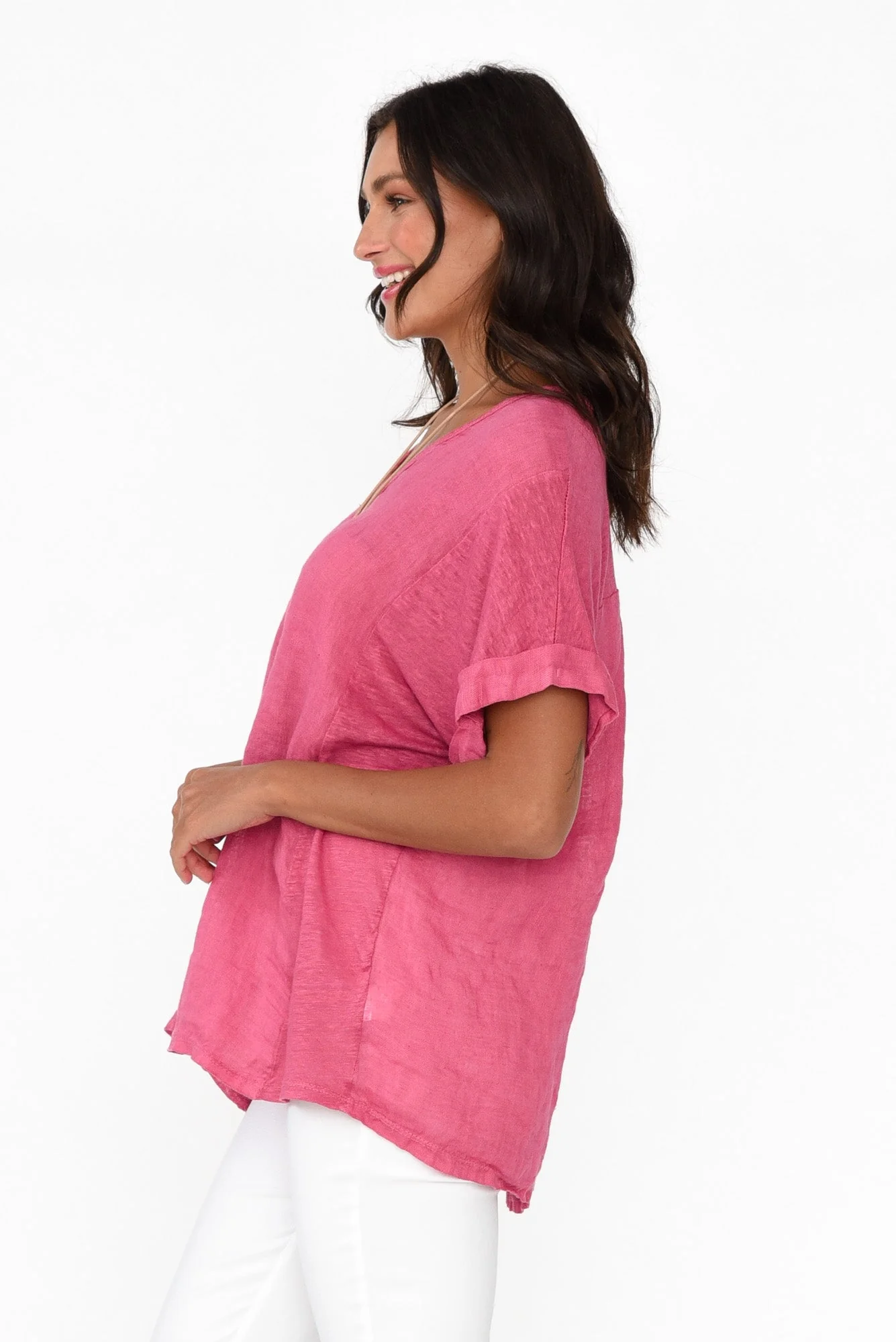 Oversized Anna Pink Linen Tee - Image 3