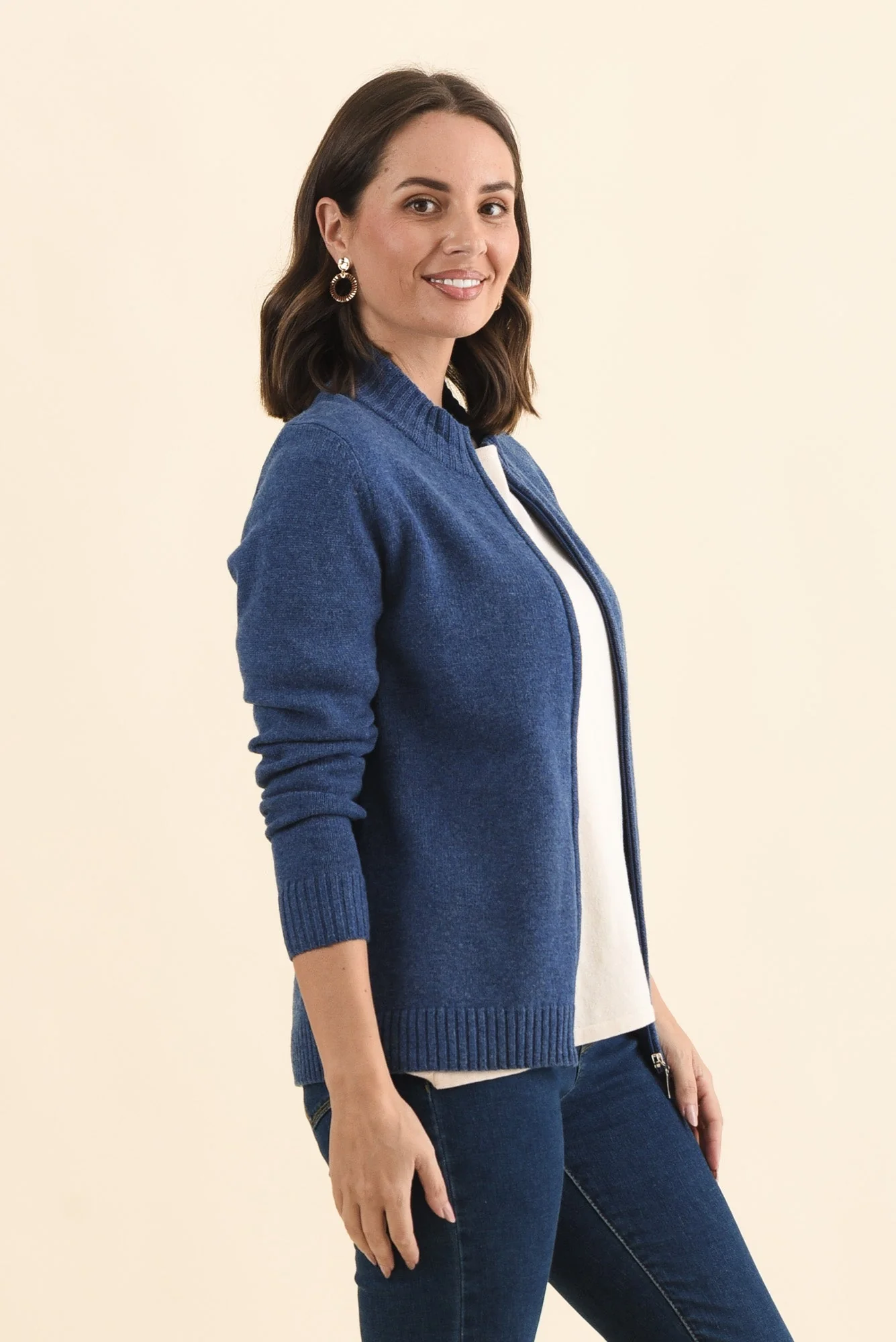 Pacey Blue Wool Zip Jacket - Image 3