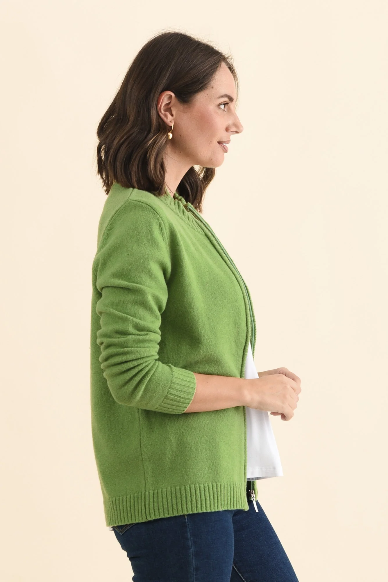 Pacey Green Wool Zip Jacket - Image 3