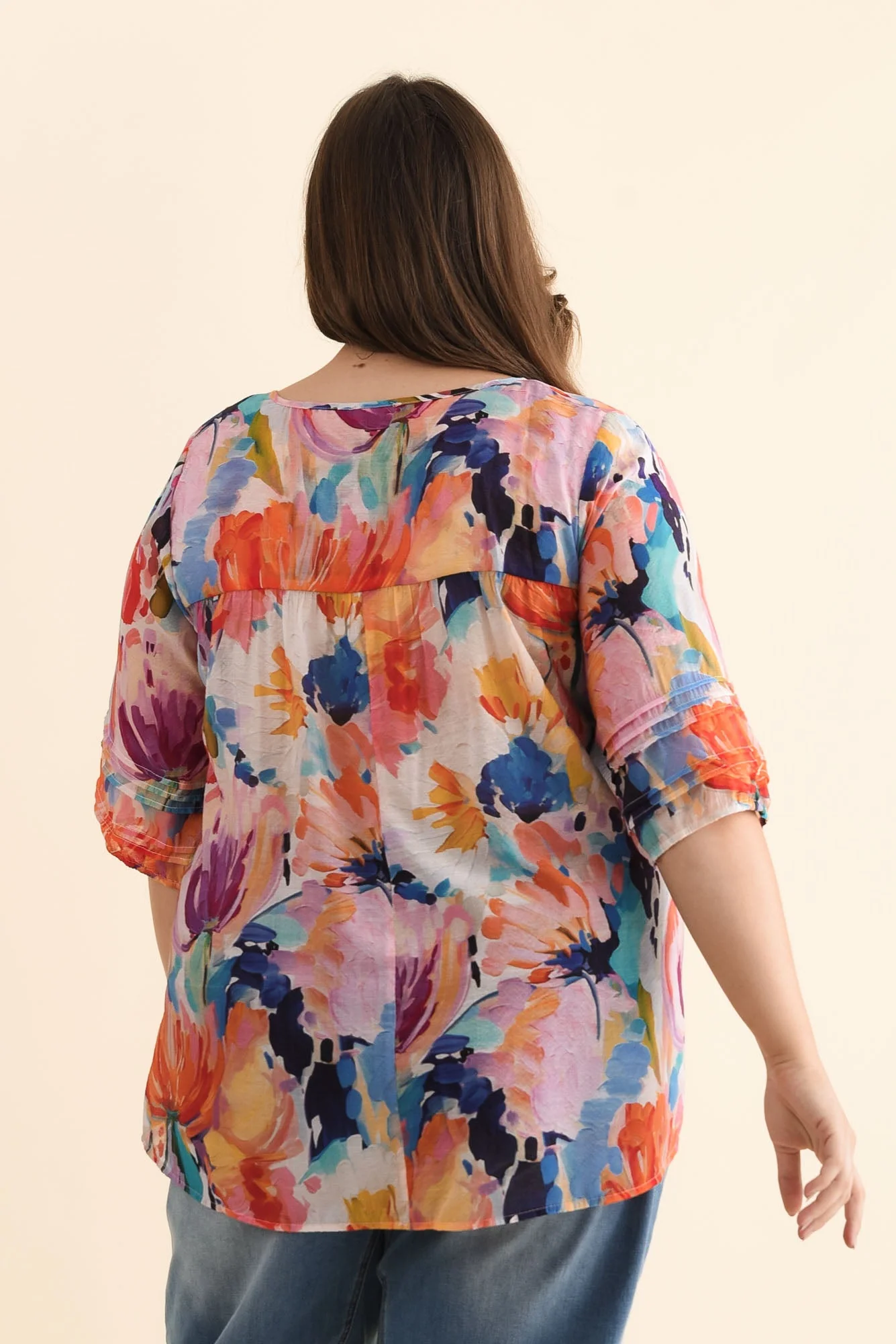 Paden Orange Floral Button Top - Image 10
