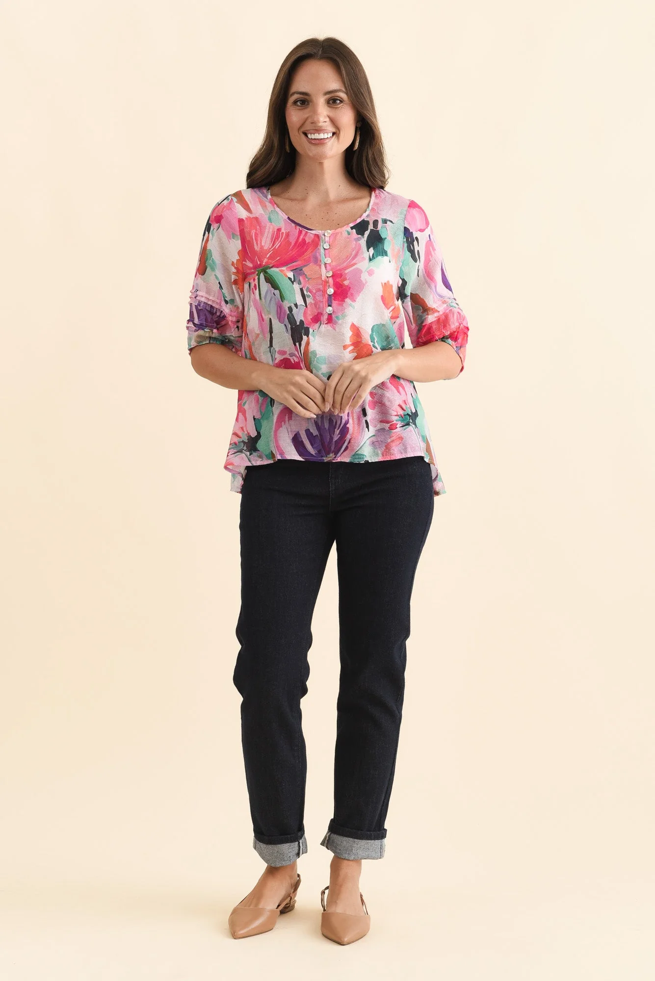 Paden Pink Floral Button Top - Image 6