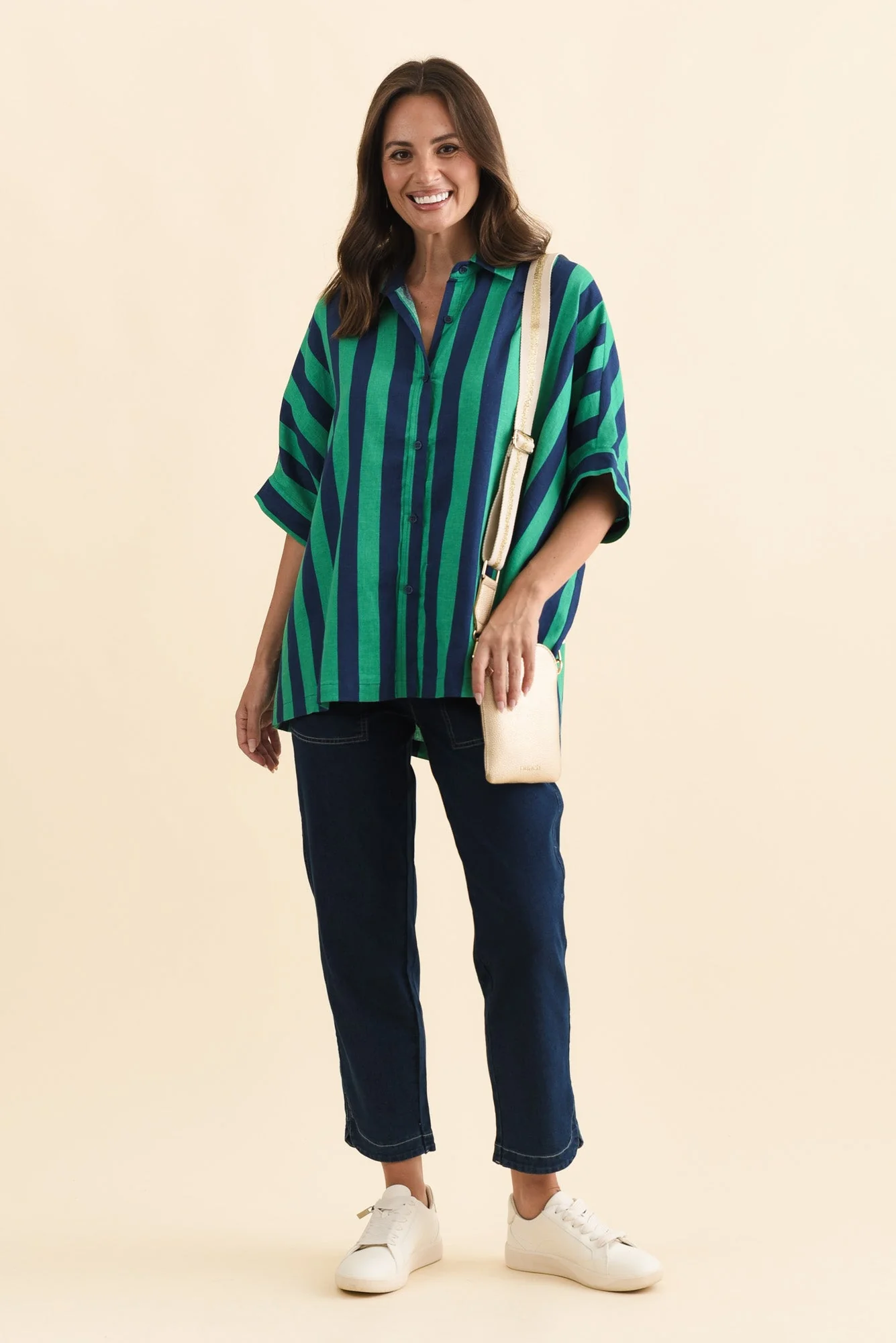 Palermo Turquoise Stripe Linen Blend Shirt - Image 2