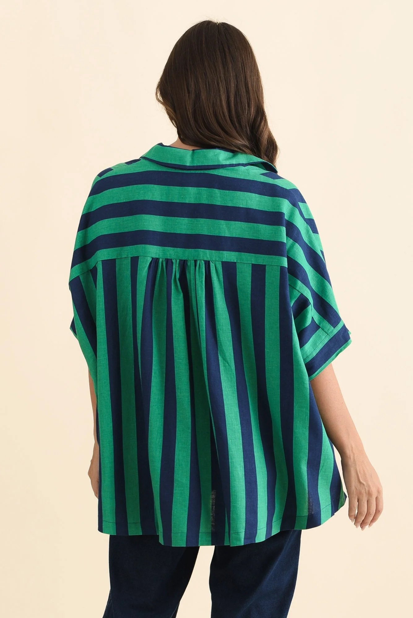 Palermo Turquoise Stripe Linen Blend Shirt - Image 4