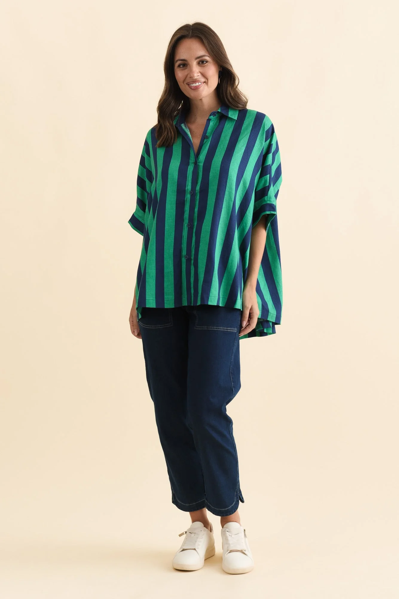 Palermo Turquoise Stripe Linen Blend Shirt - Image 6