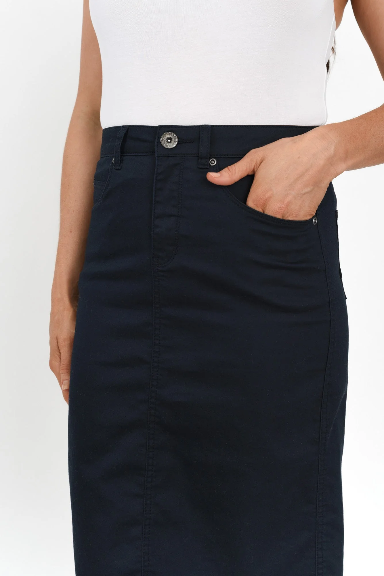 Palin Navy Zip Front Skirt - Image 7