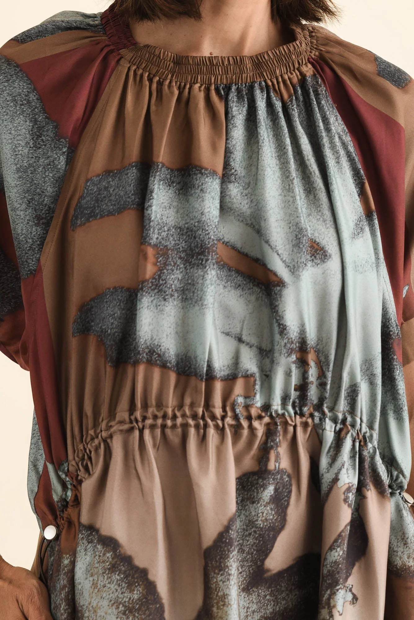 Palisades Mocha Floral Silk Dress - Image 5