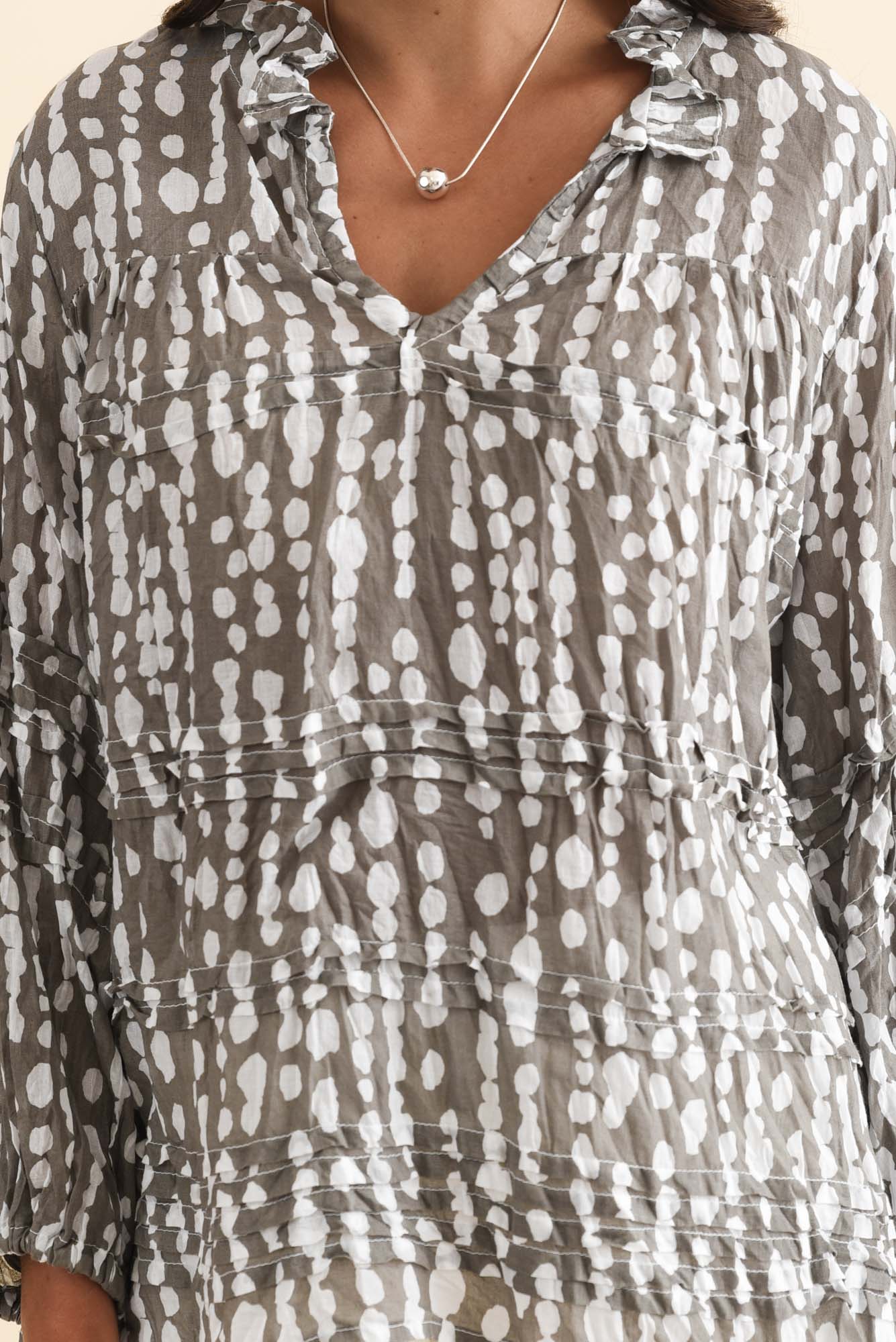 Palmer Grey Speckle Cotton Long Sleeve Top - Image 6