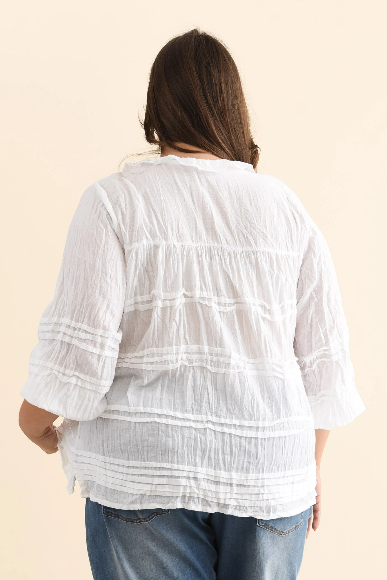 Palmer White Cotton Long Sleeve Top - Image 12