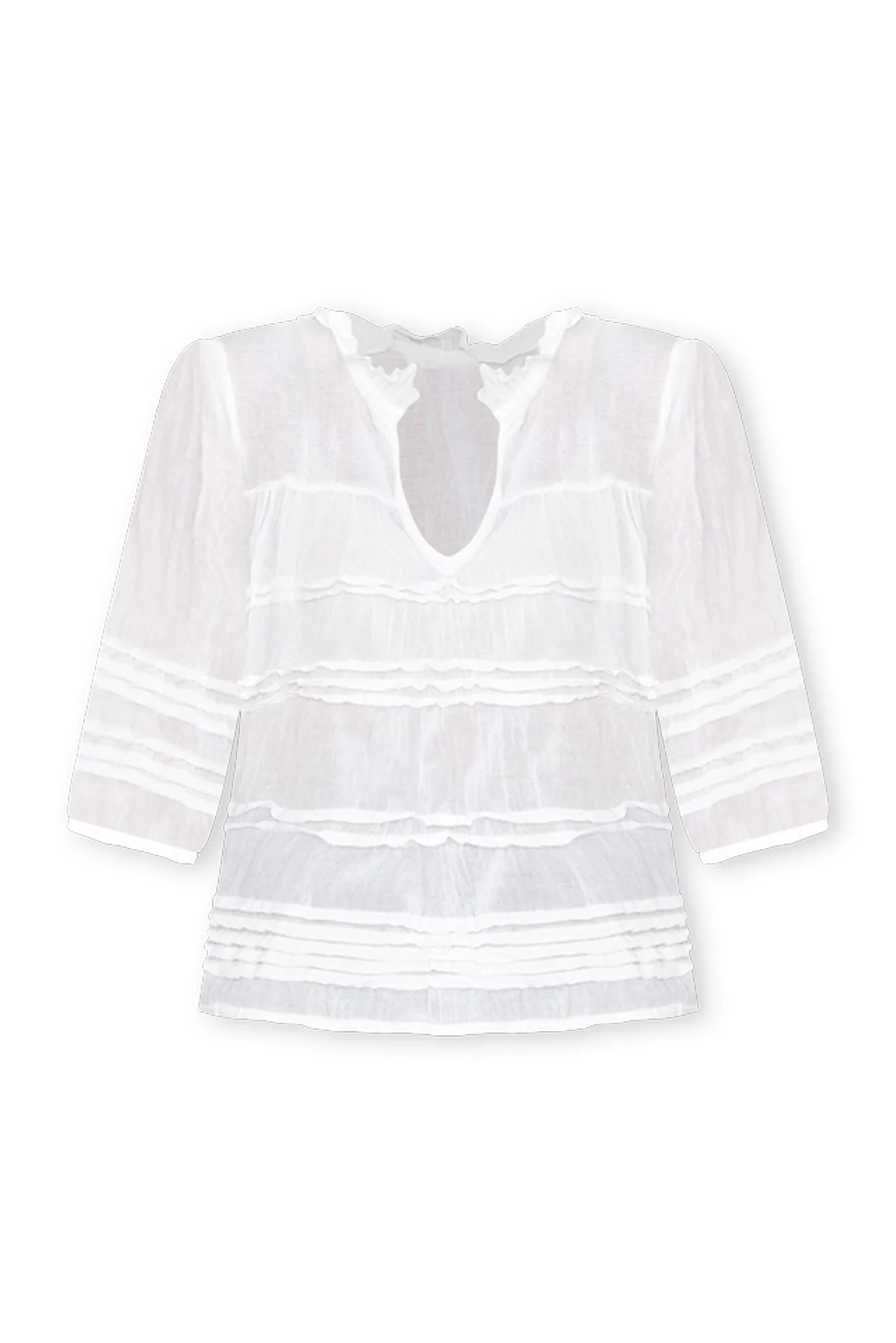 Palmer White Cotton Long Sleeve Top - Image 7