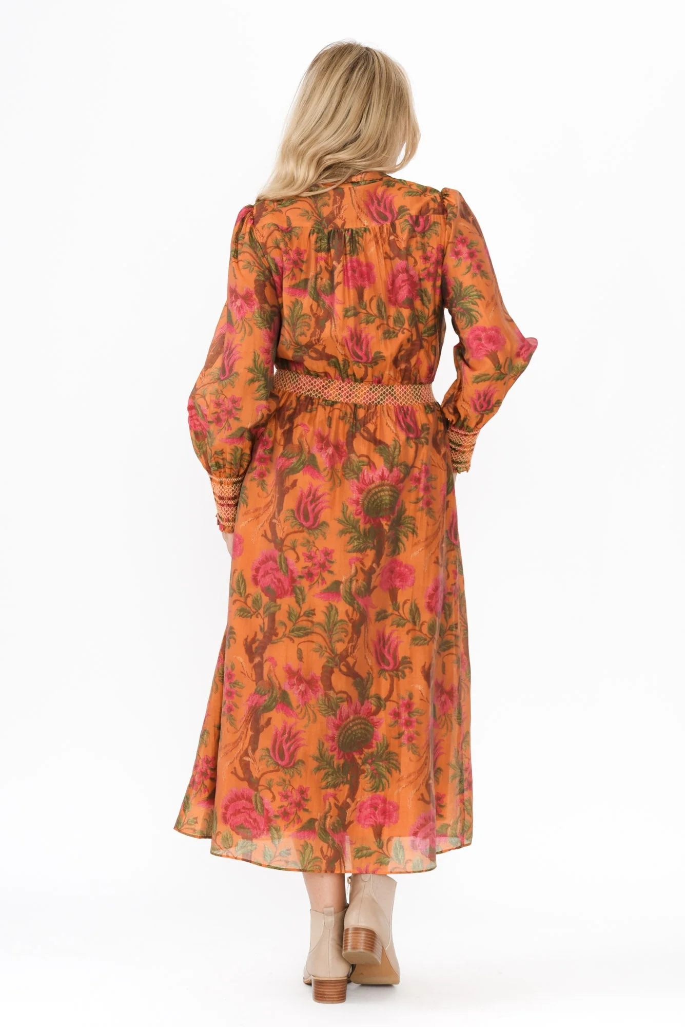 Panama Orange Floral Button Dress - Image 4