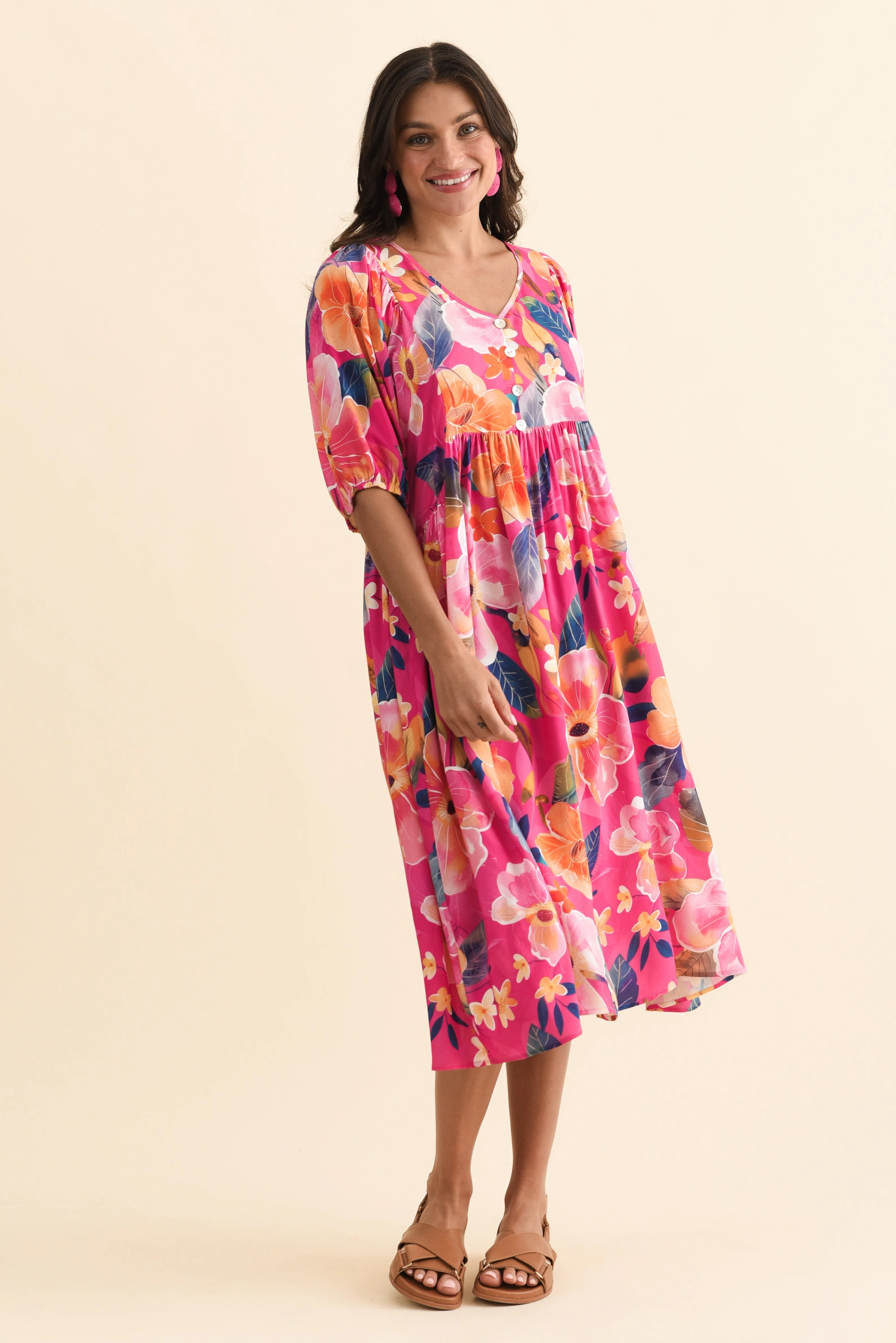 Pansy Pink Floral Pocket Dress - Image 2