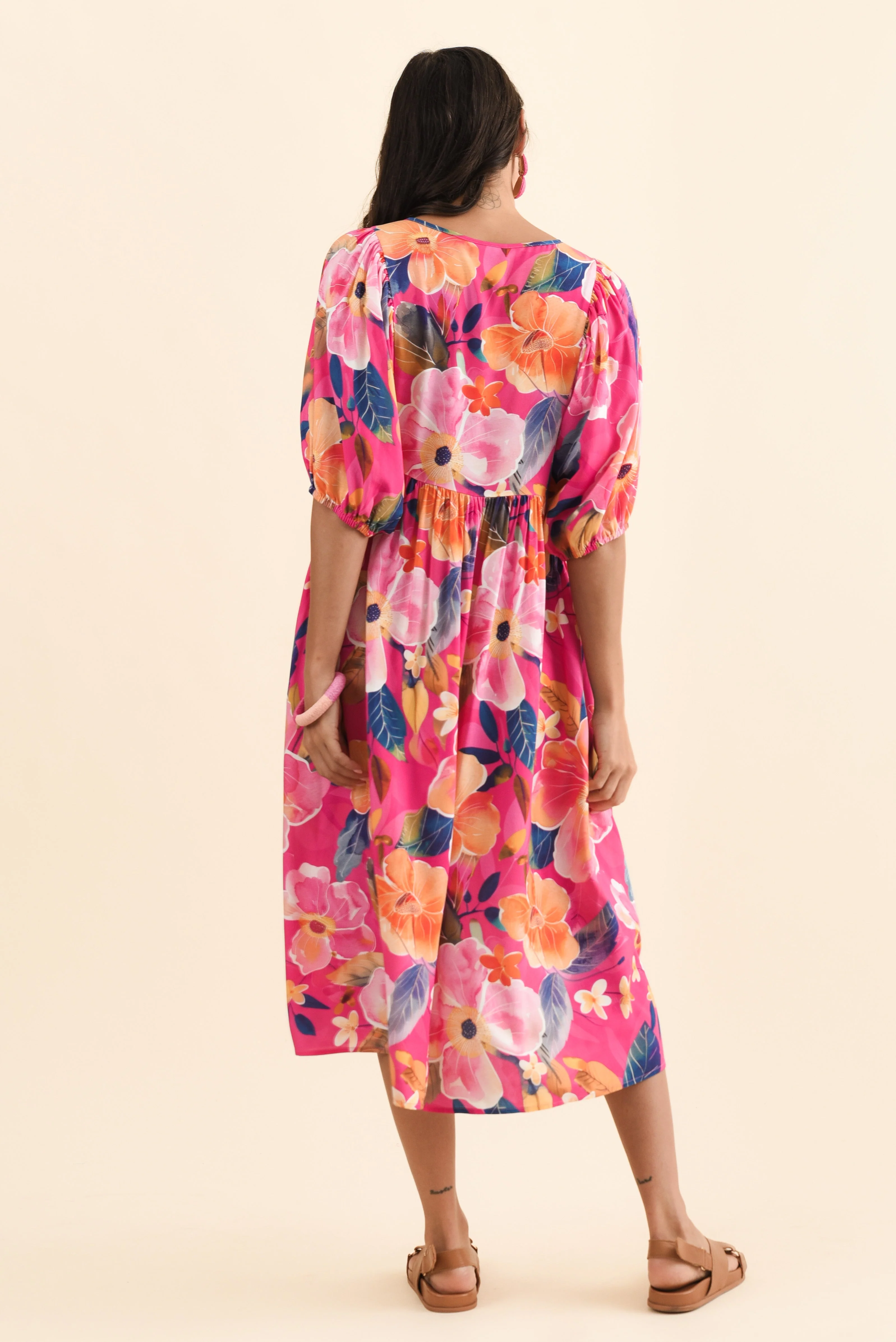 Pansy Pink Floral Pocket Dress - Image 4