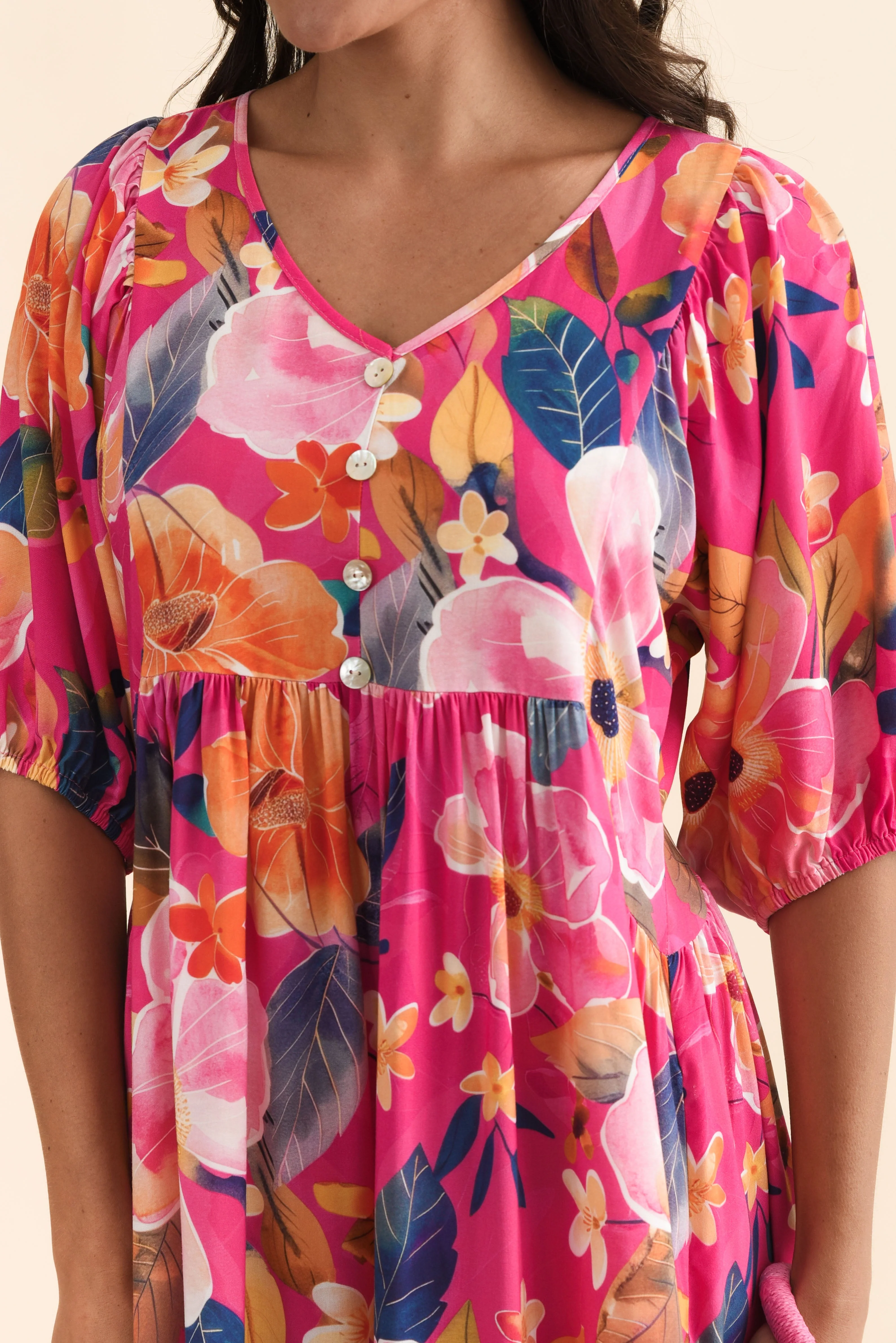 Pansy Pink Floral Pocket Dress - Image 5