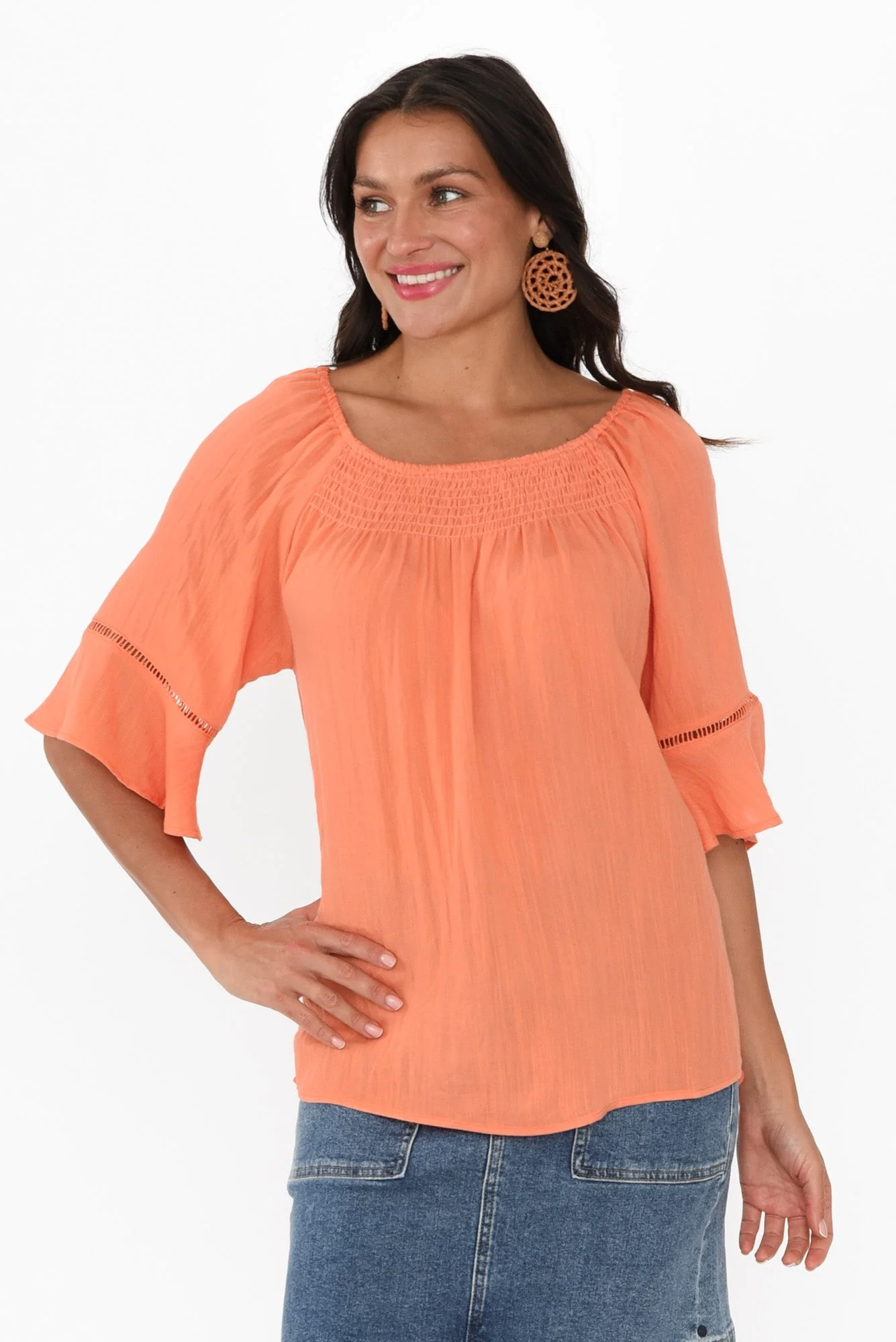 Patina Orange Shirred Top - Image 2