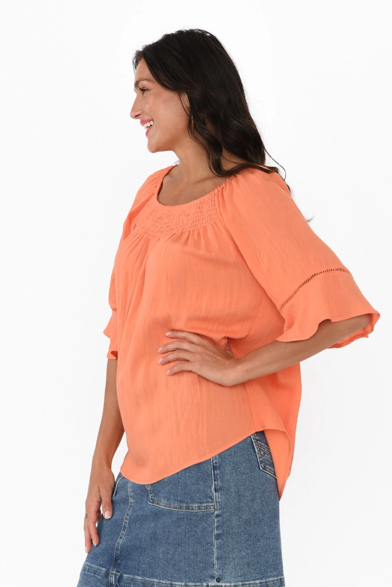 Patina Orange Shirred Top - Image 4