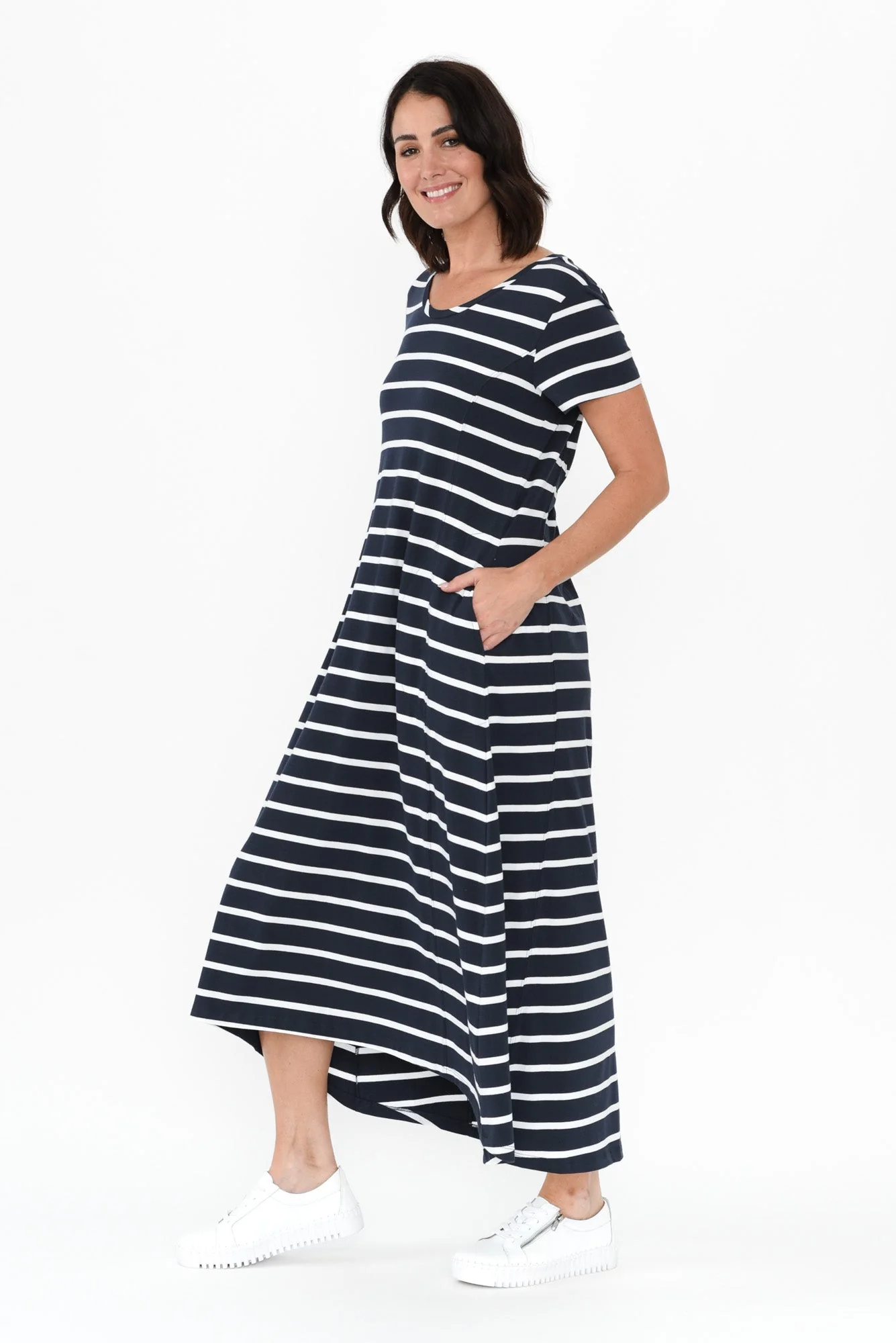 Patrick Indigo Stripe Cotton Pocket Dress - Image 3