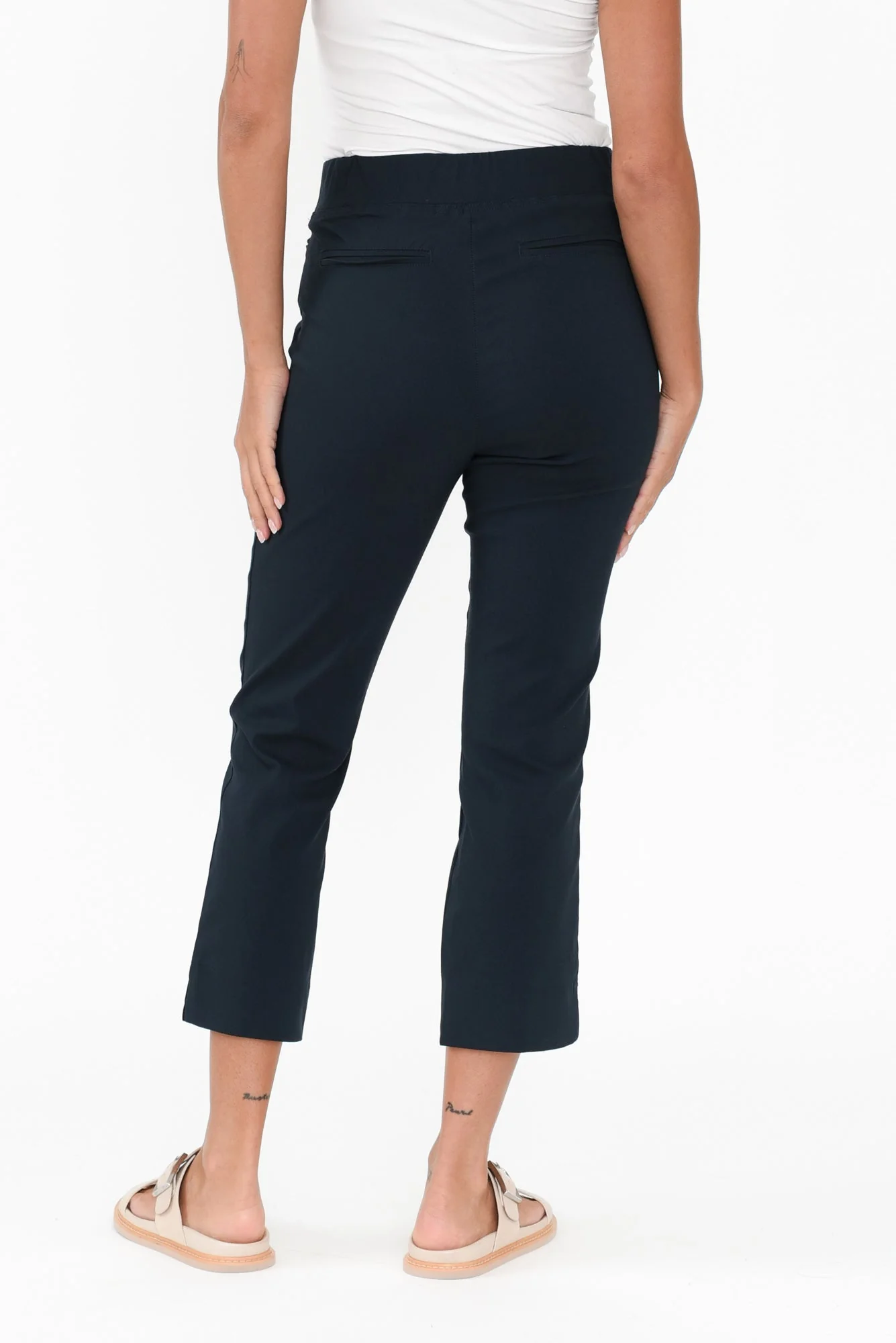 Paula Navy Stretch Cropped Pants - Image 5