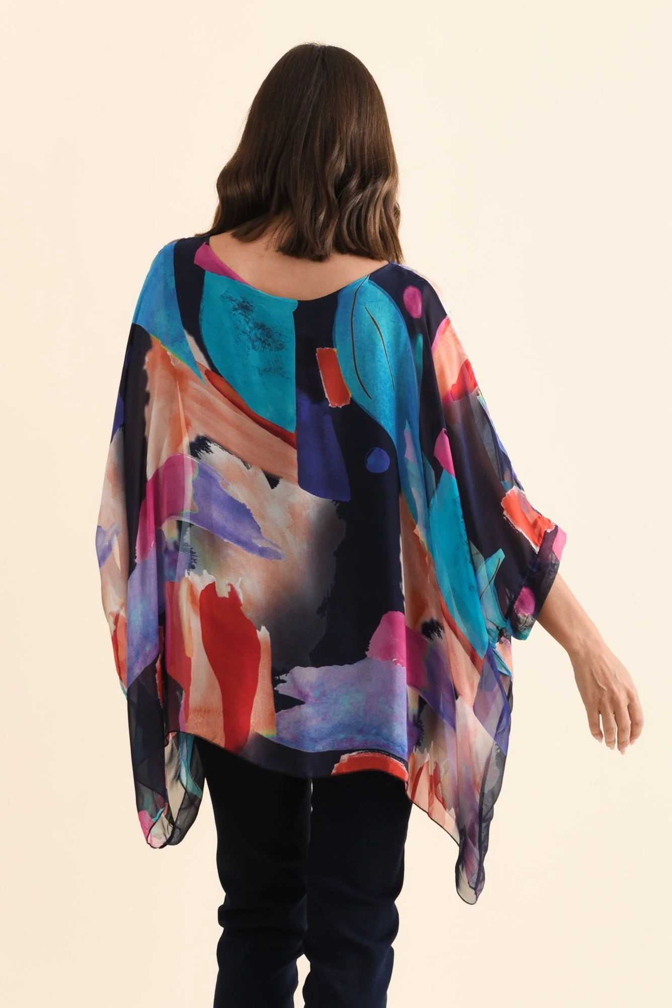 Paxos Navy Abstract Silk Overlay Top - Image 4
