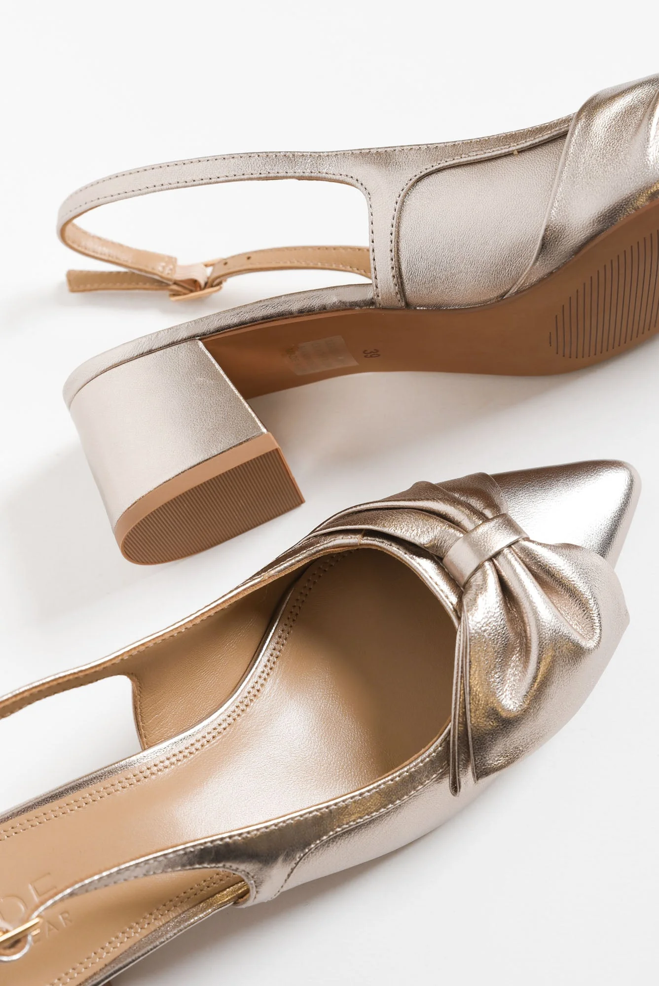 Perrie Rose Gold Leather Slingback Heel - Image 6