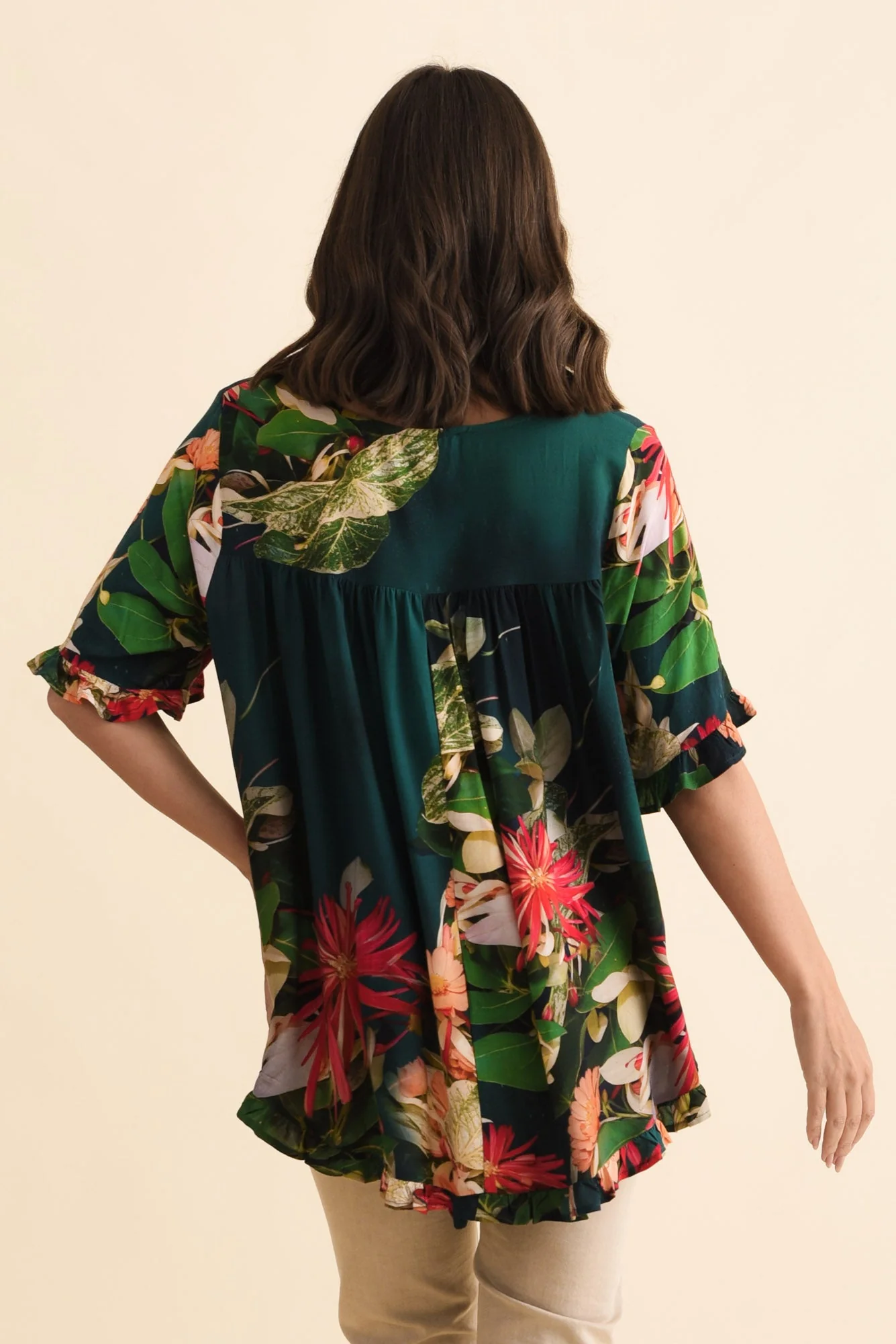 Perrin Emerald Floral Ruffle Top - Image 4