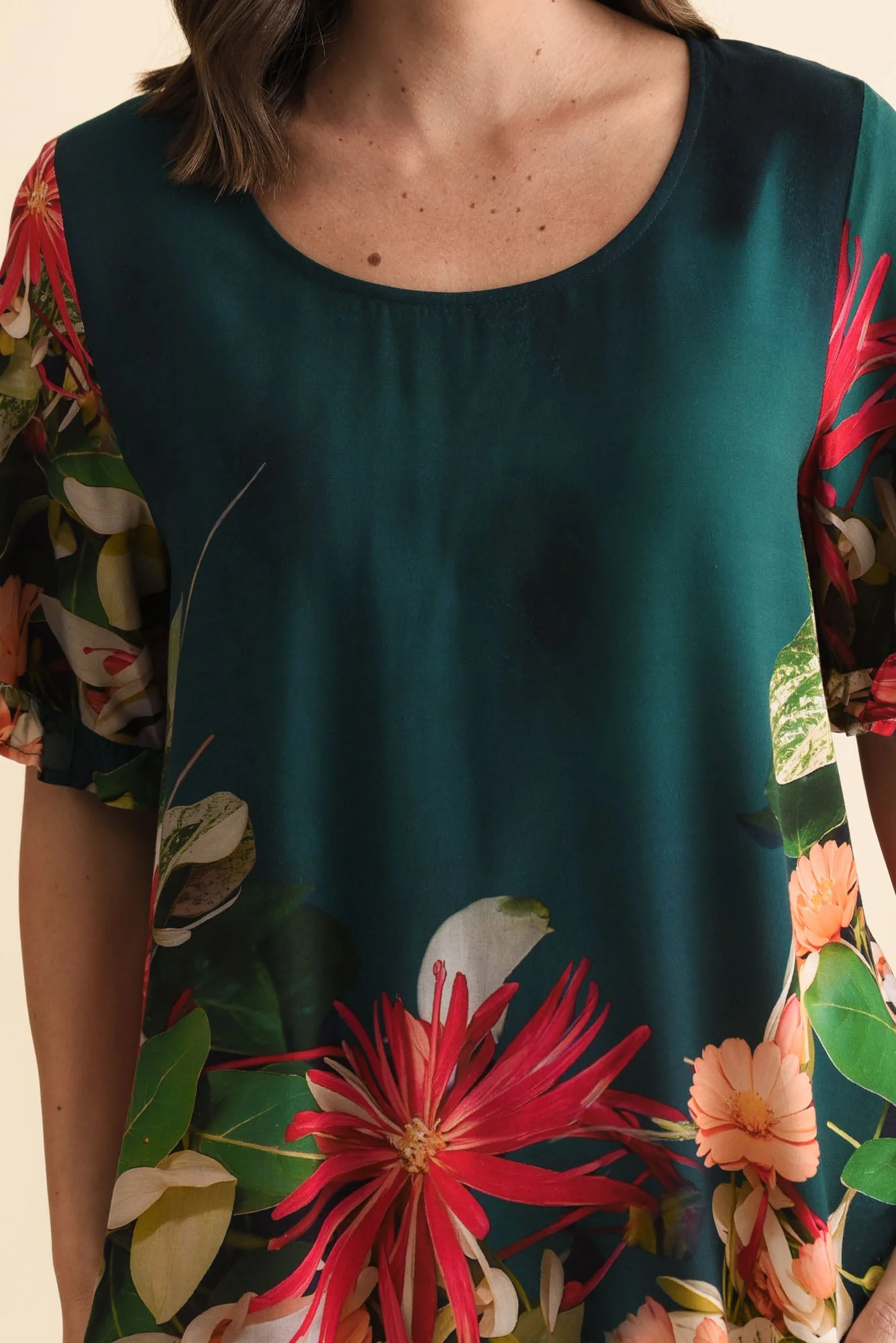 Perrin Emerald Floral Ruffle Top - Image 5