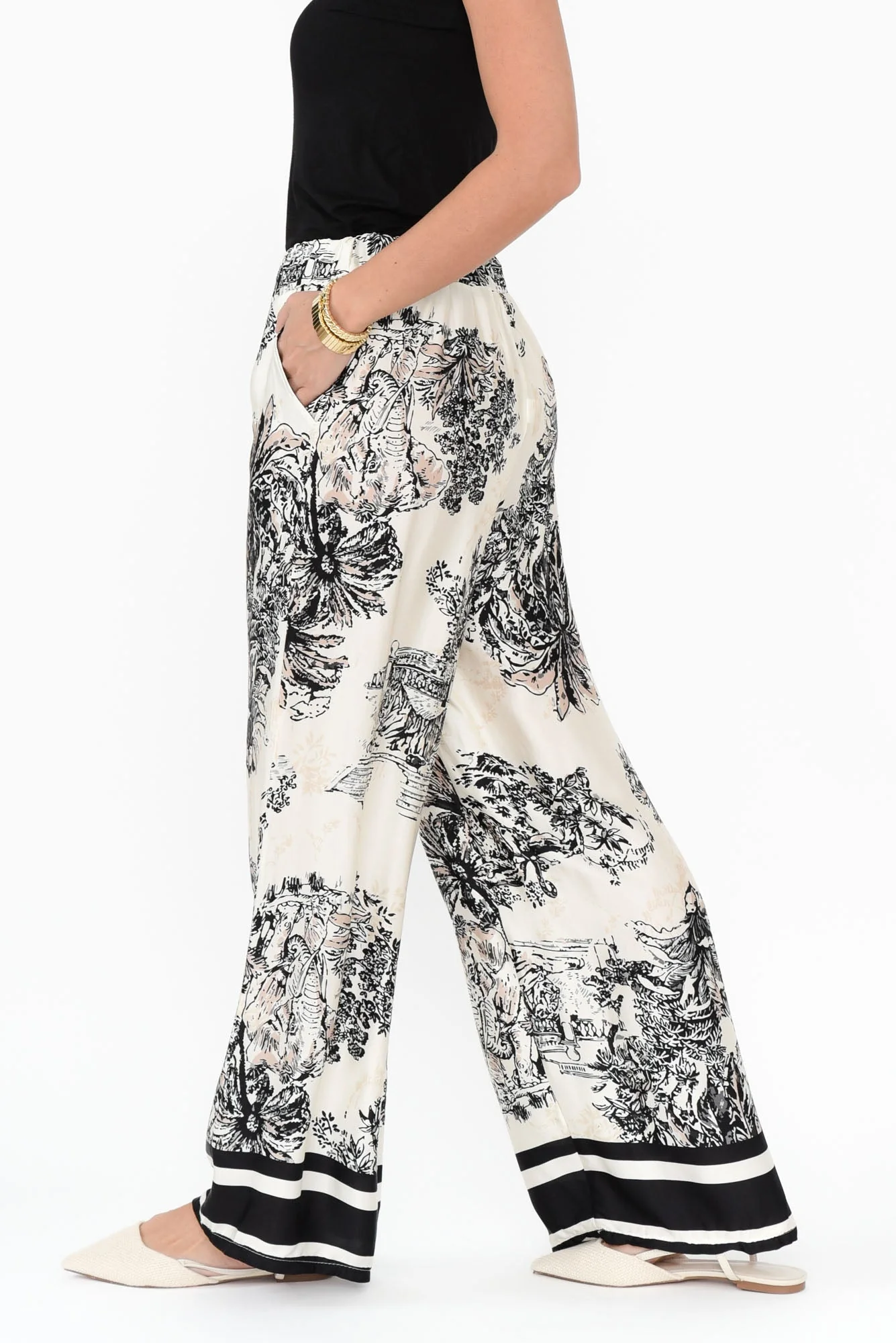 Persephone Natural Jungle Wide Leg Pants - Image 2