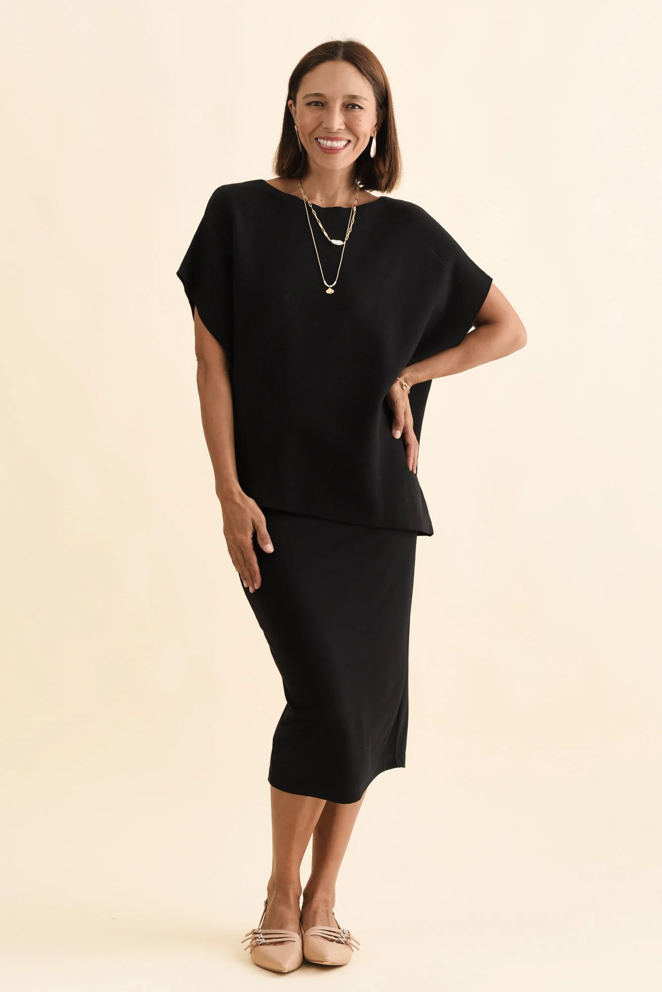 Petra Black Cotton Blend Knit Top - Image 2