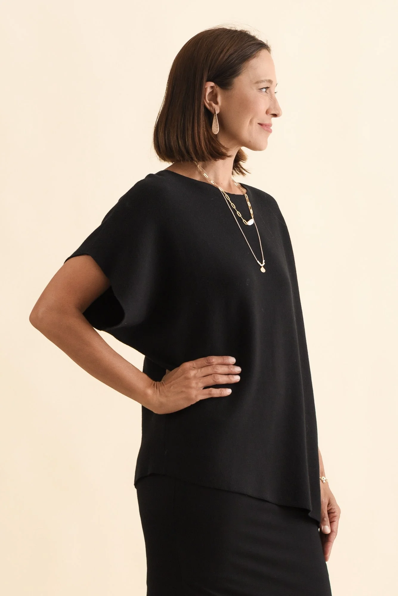 Petra Black Cotton Blend Knit Top - Image 3
