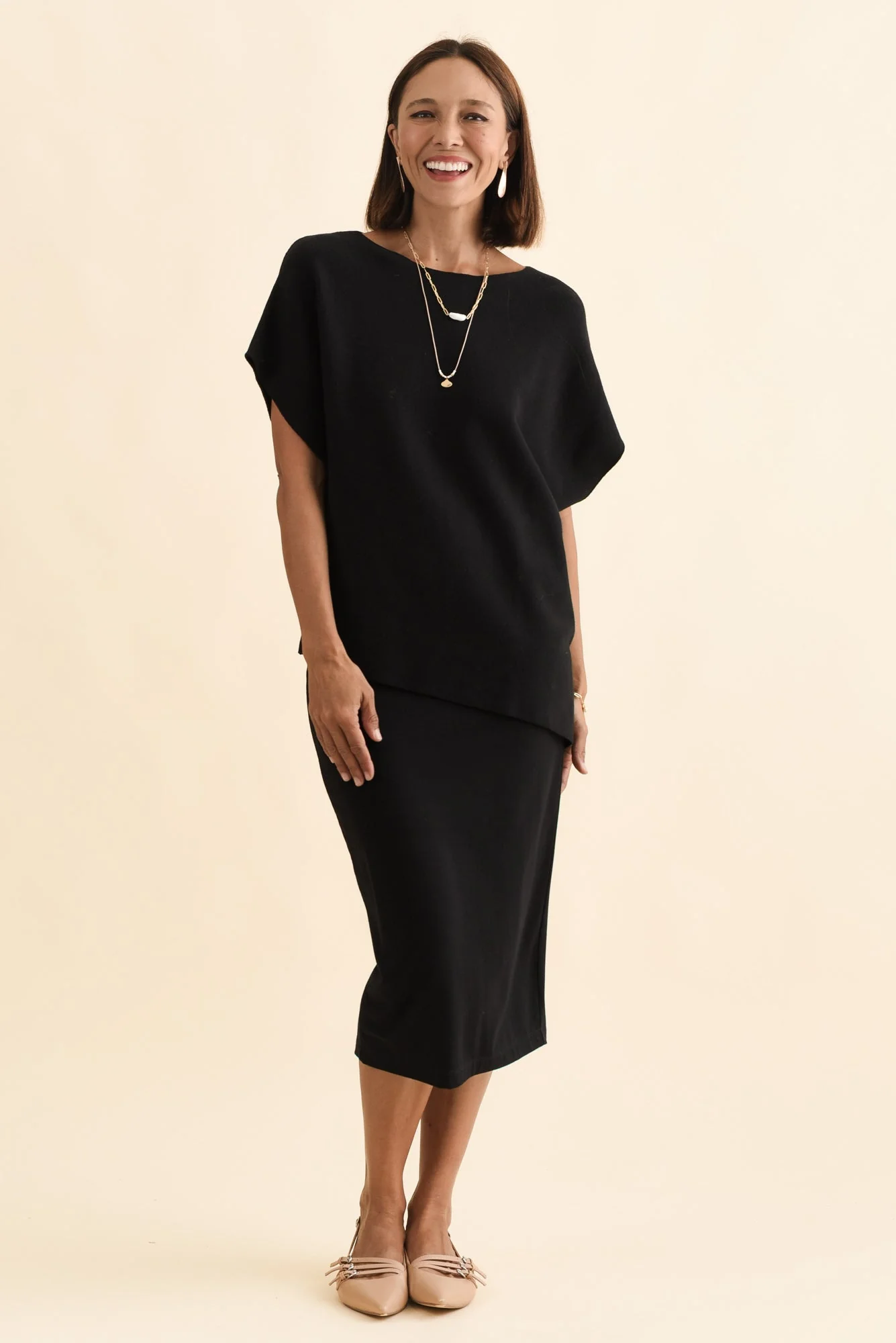 Petra Black Cotton Blend Knit Top - Image 6