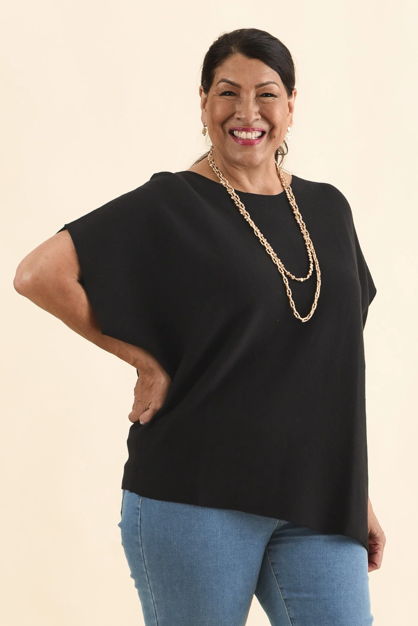 Petra Black Cotton Blend Knit Top - Image 7