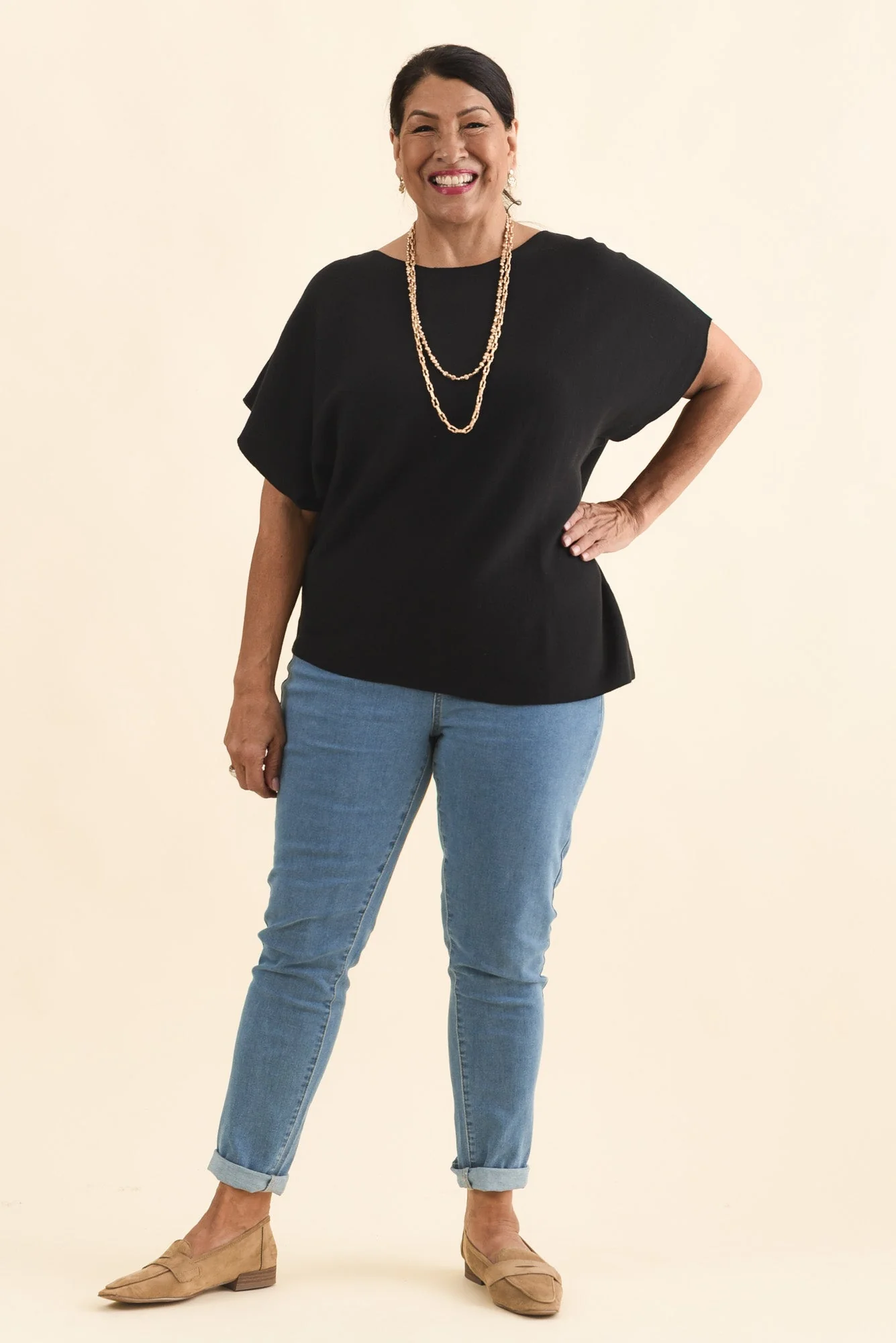 Petra Black Cotton Blend Knit Top - Image 8