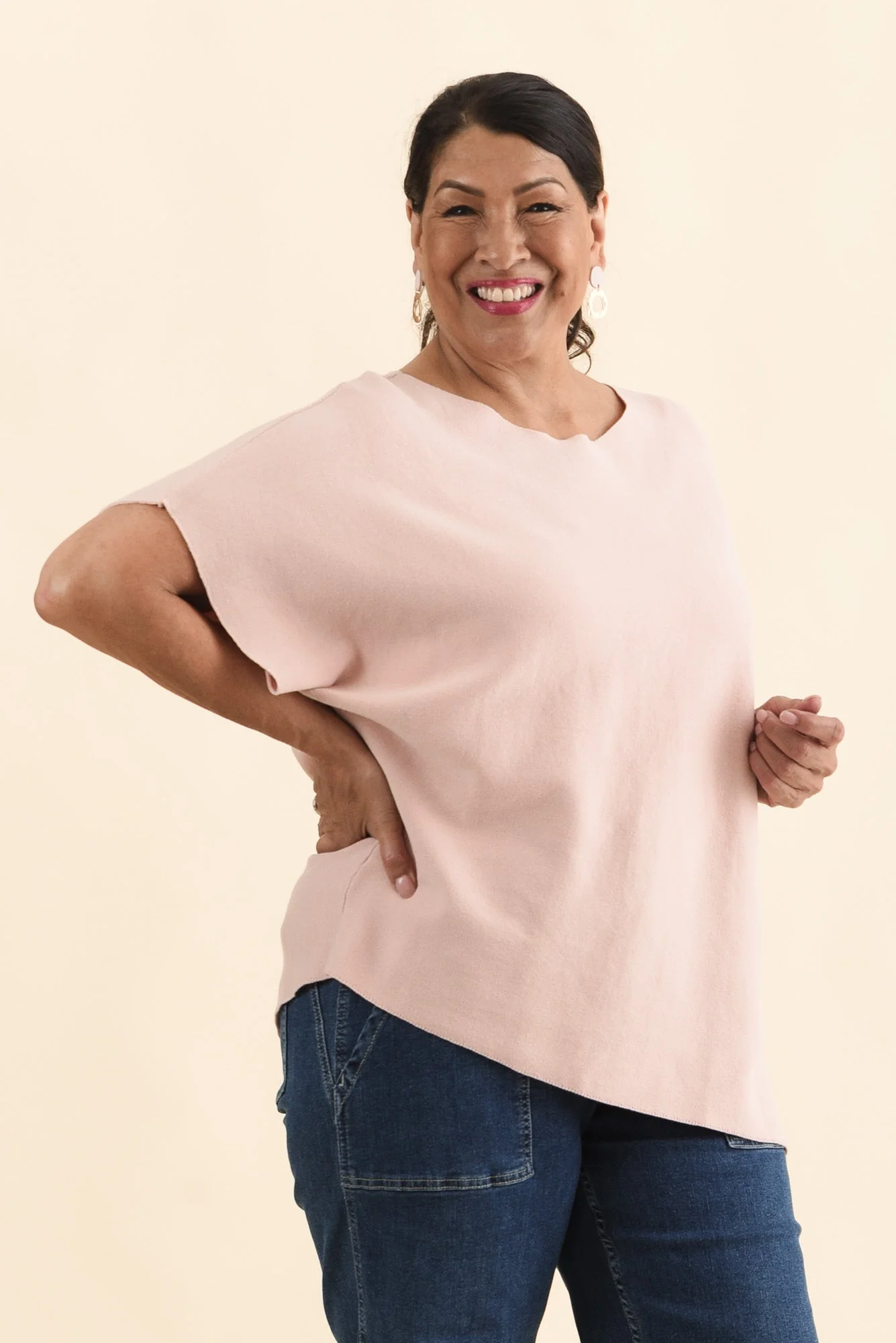 Petra Blush Cotton Blend Knit Top - Image 10