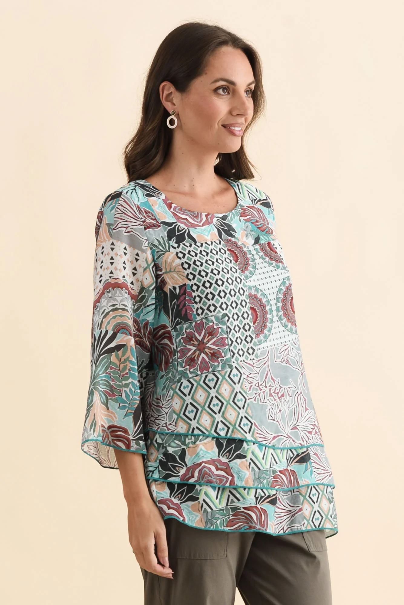 Phil Teal Leaf Layered Top - Image 3