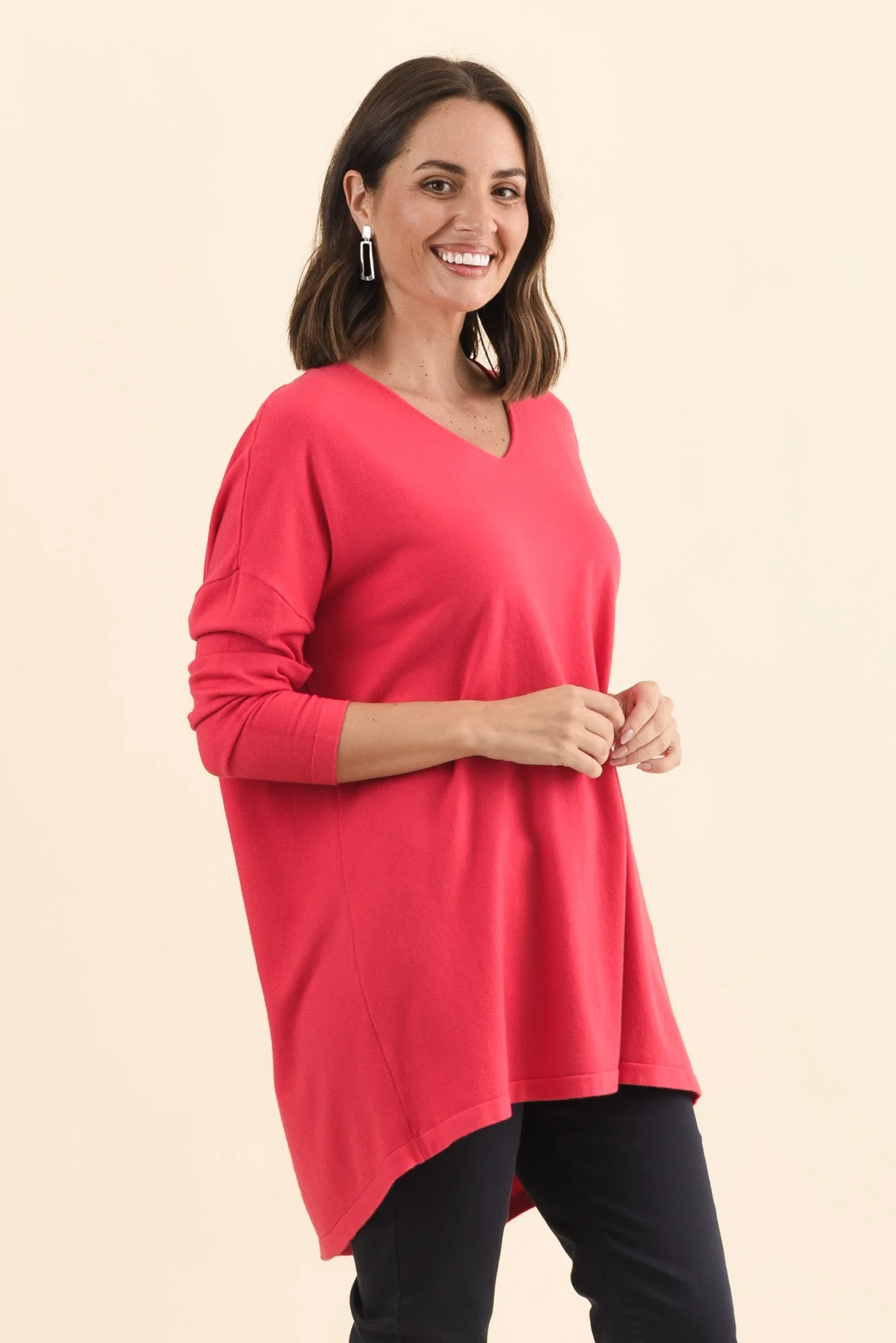 Piper Berry V Neck Knit Jumper - Image 3