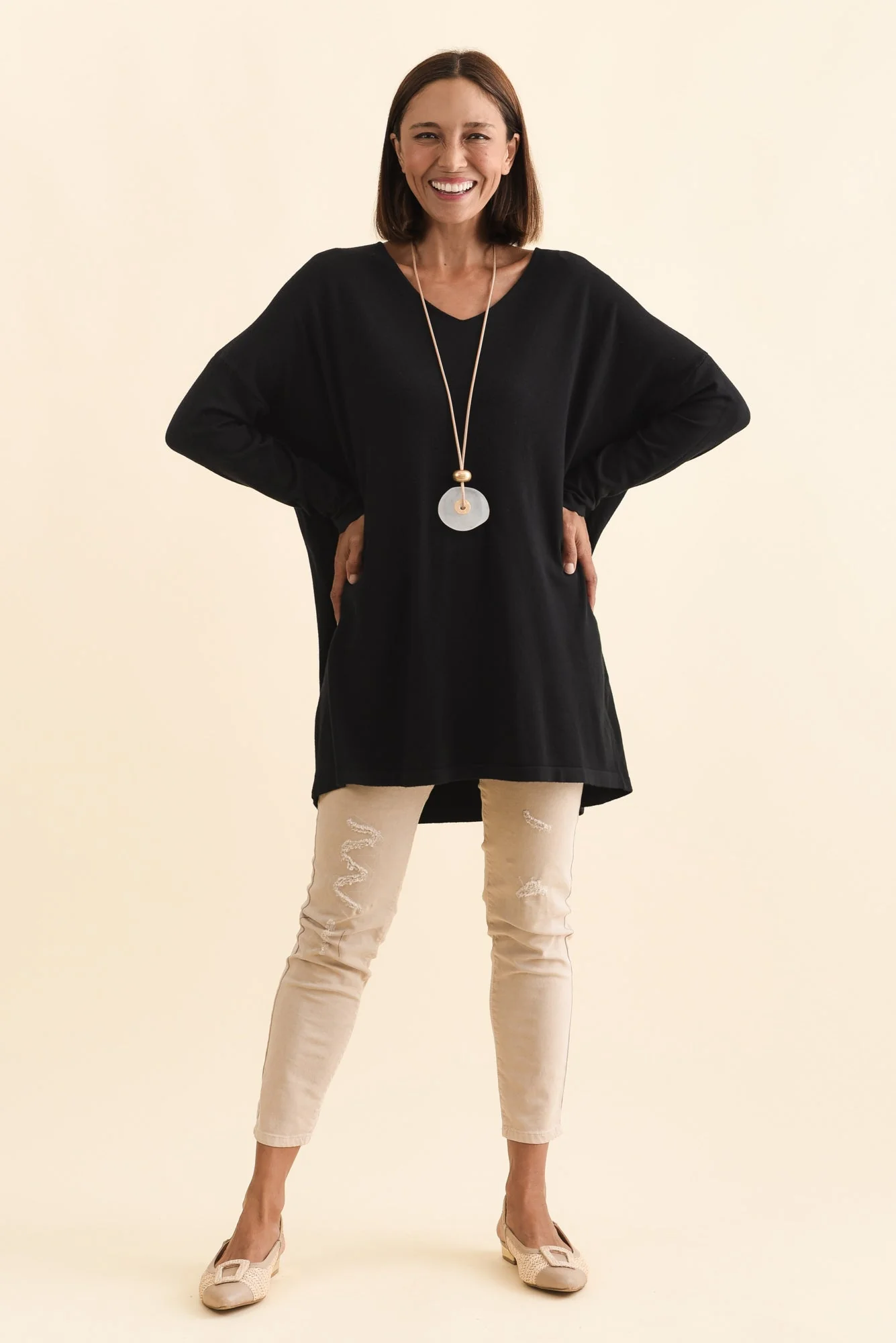 Piper Black V Neck Knit Sweater - Image 3