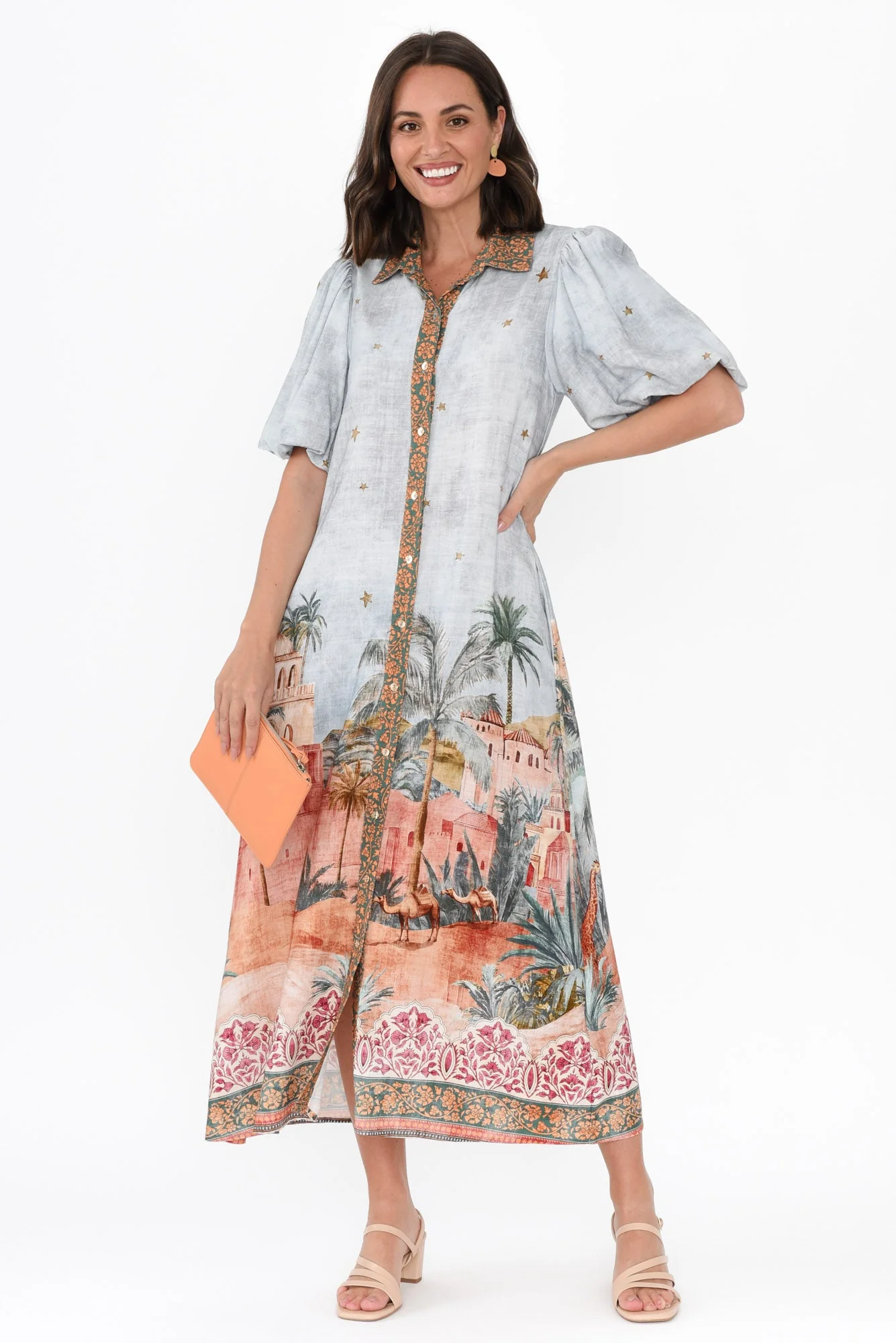 Piper Blue Palm Shirt Dress - Image 2