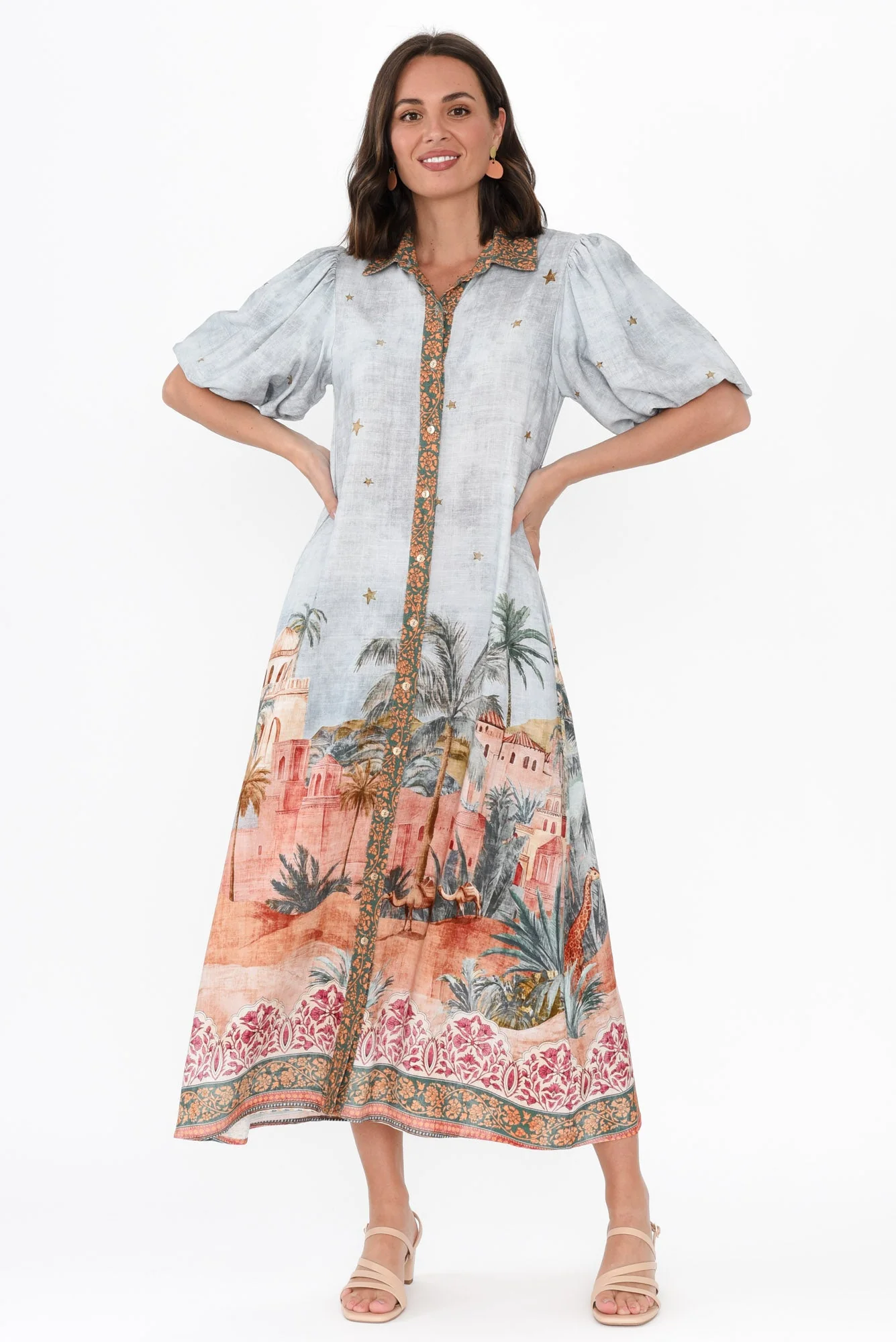 Piper Blue Palm Shirt Dress - Image 7