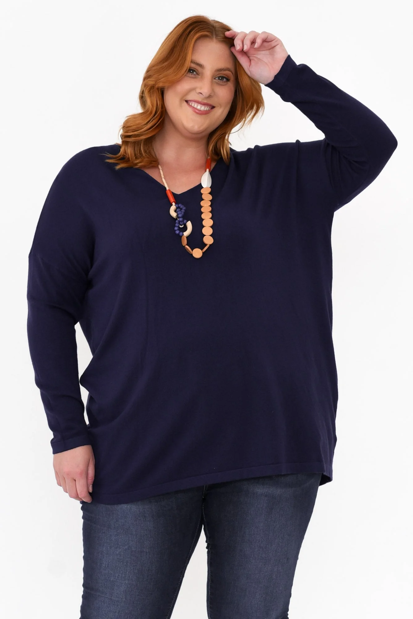 Piper Navy V Neck Knit Jumper - Image 7