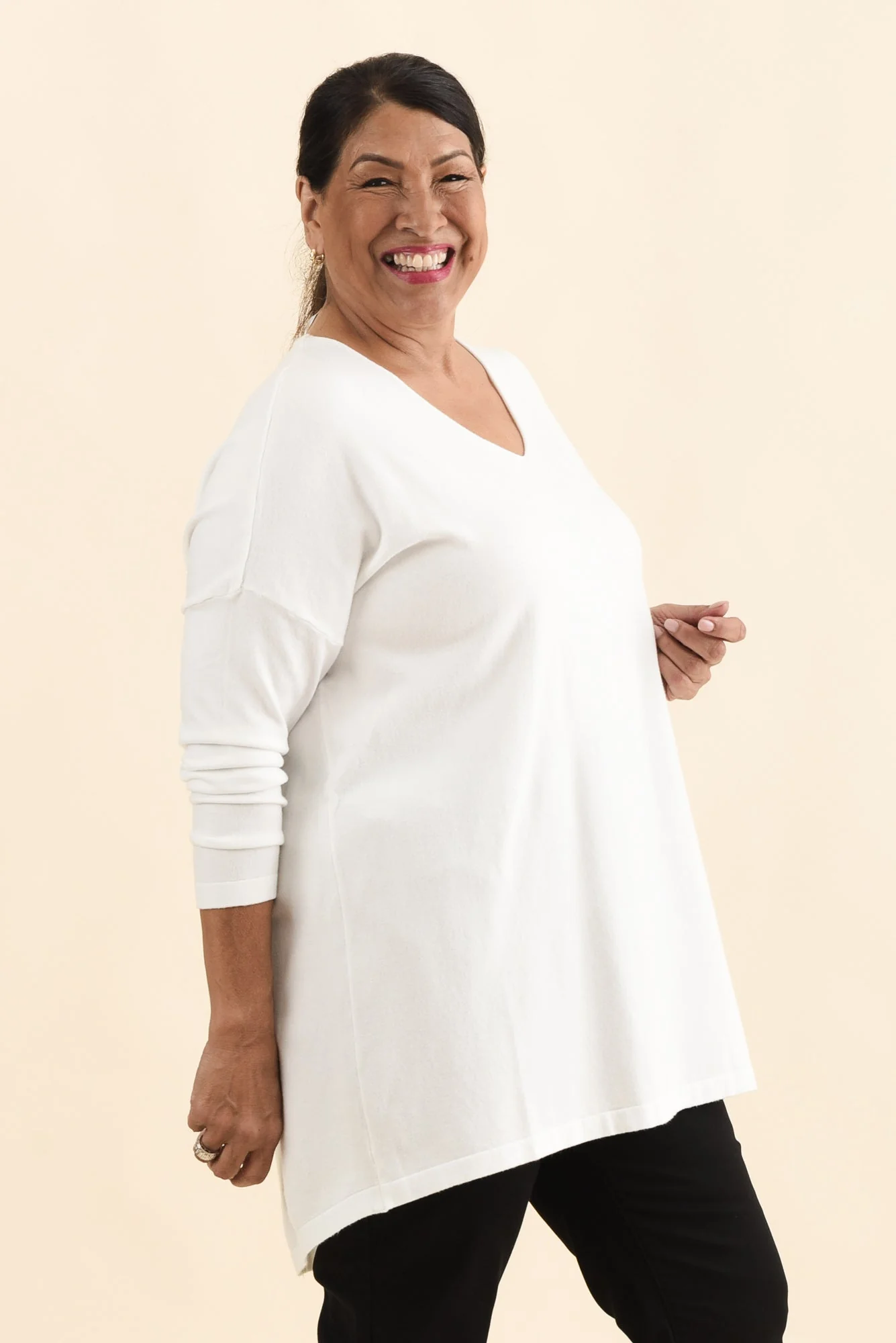 Piper White V Neck Knit Sweater - Image 10