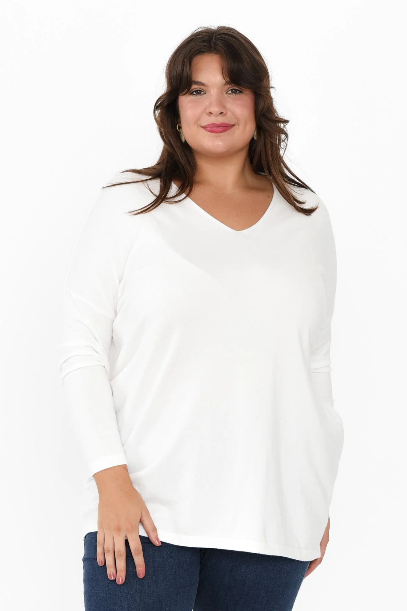 Piper White V Neck Knit Sweater - Image 12