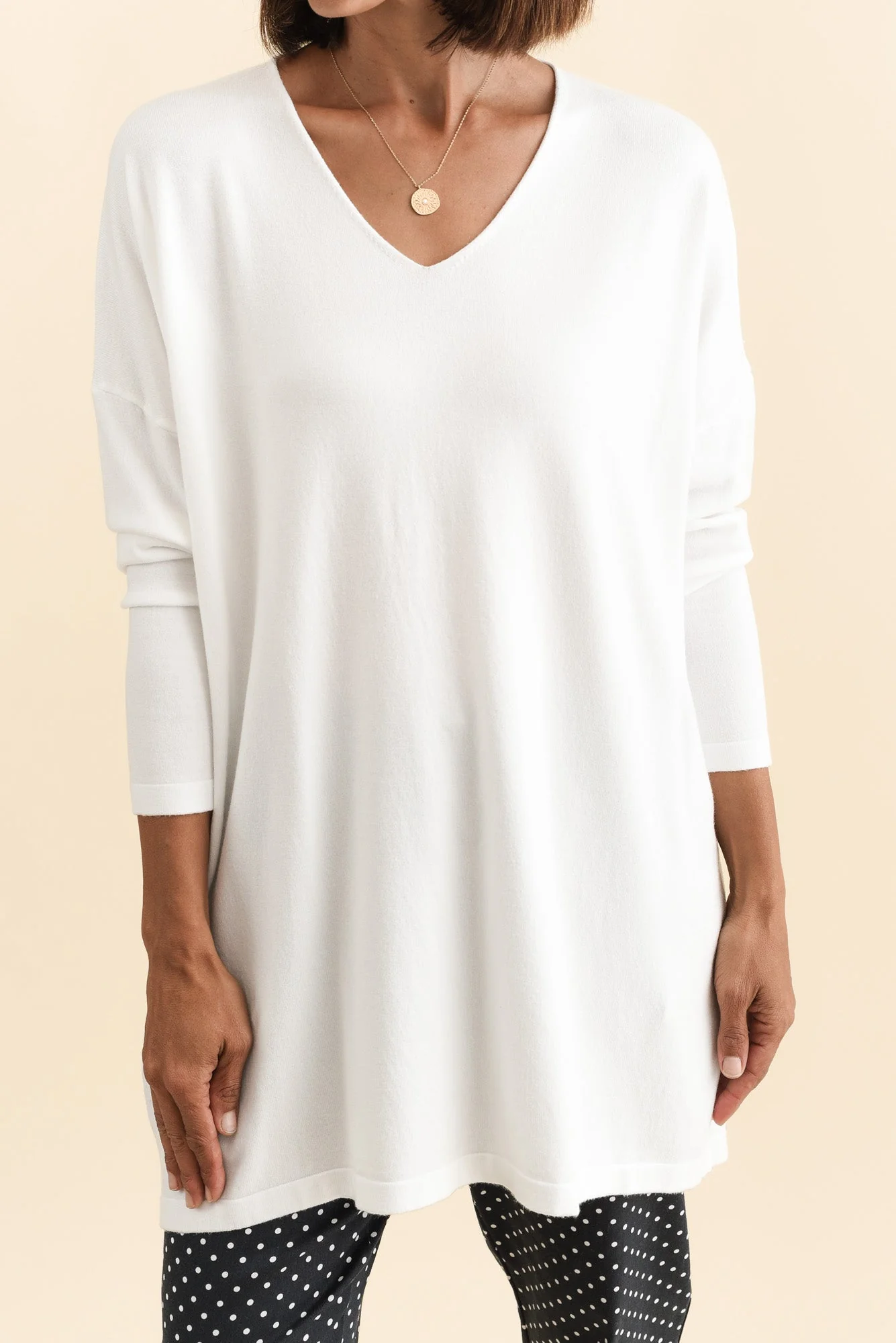 Piper White V Neck Knit Sweater - Image 6