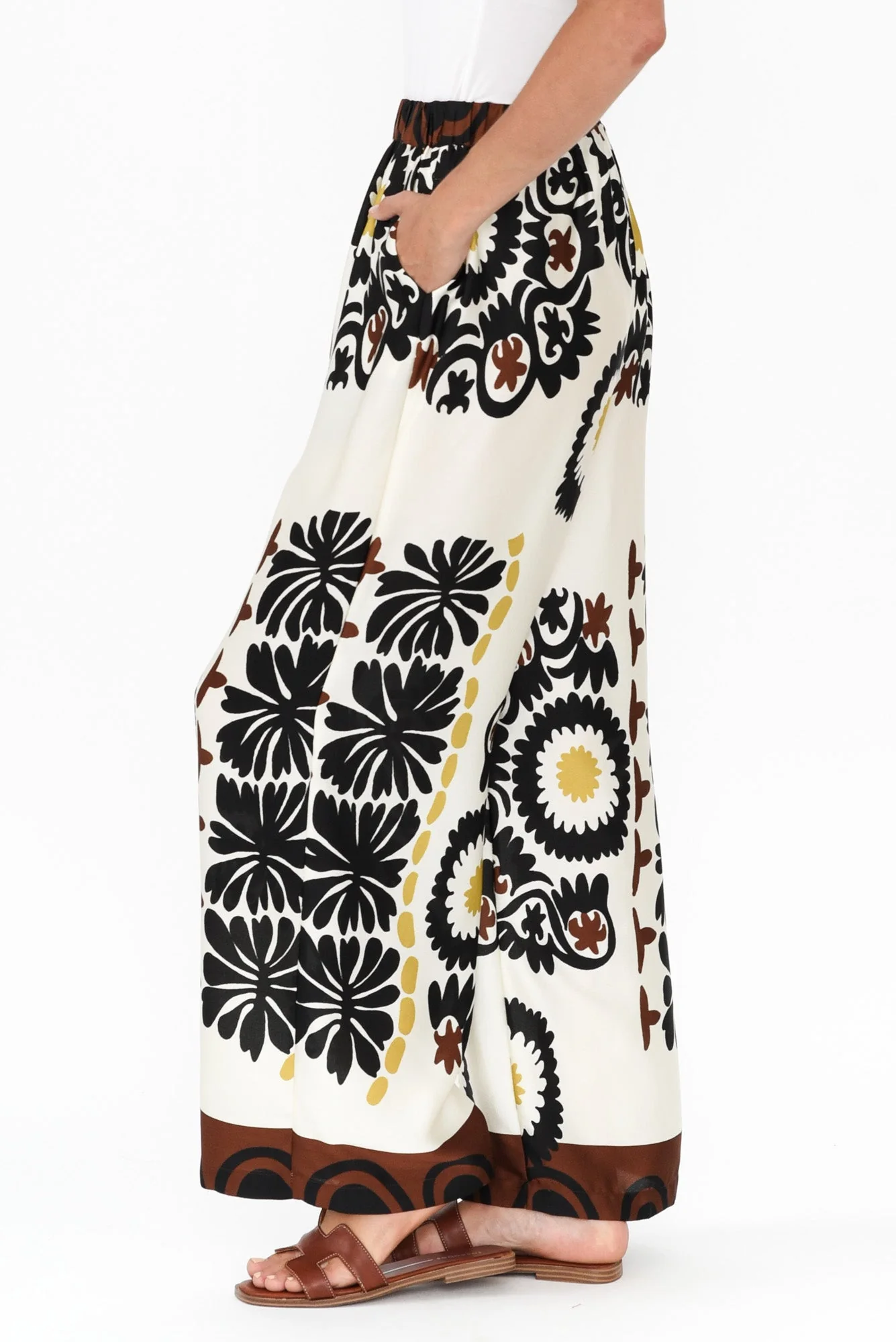 Plato Cream Abstract Wide Leg Pants - Image 4